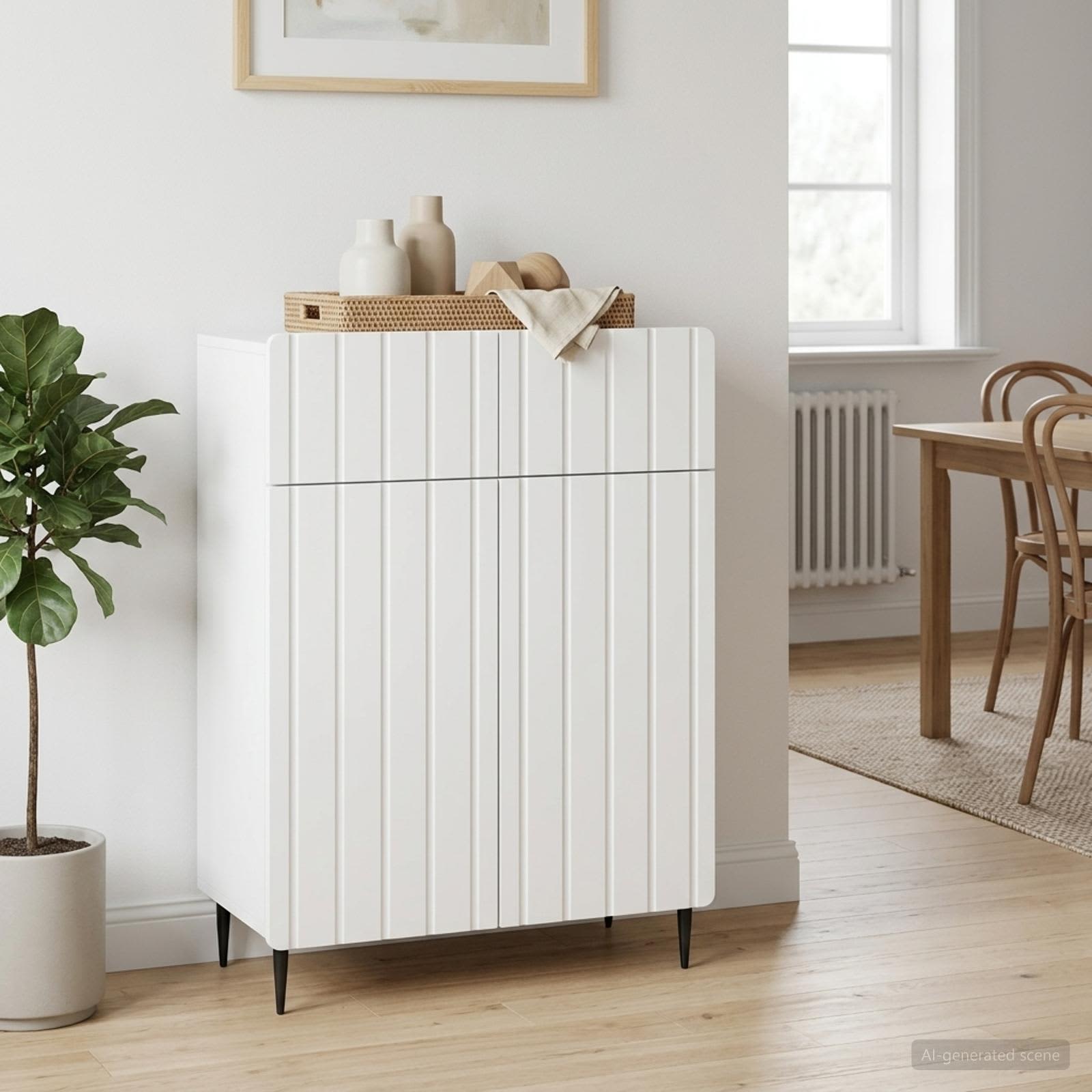 Dressoir Wit 66 x 34,5 x 92 cm Bewerkt hout is nu te koop bij PeponiXL, paradijselijk wonen!