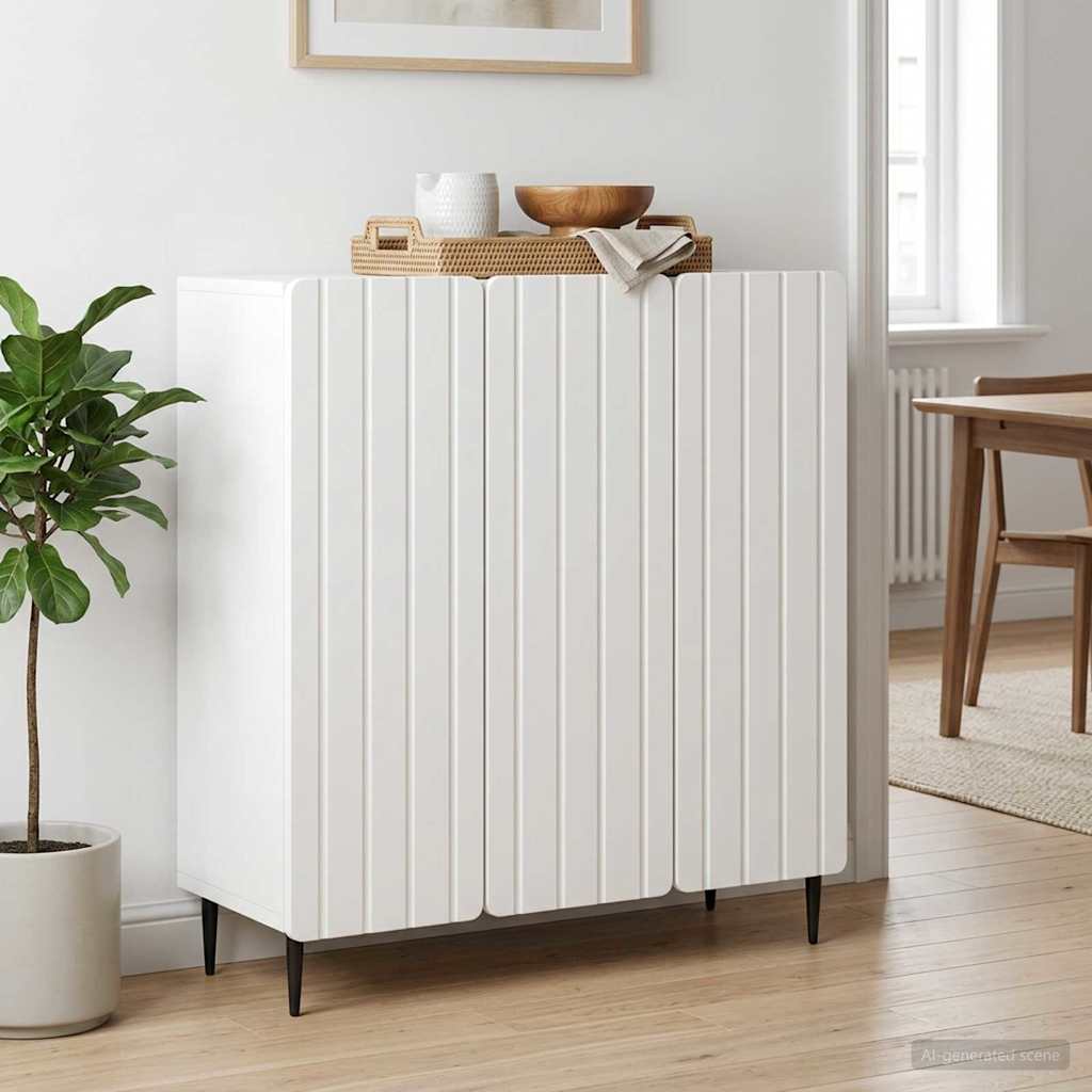 Dressoir Wit 89 x 34,5 x 82 cm Bewerkt hout is nu te koop bij PeponiXL, paradijselijk wonen!