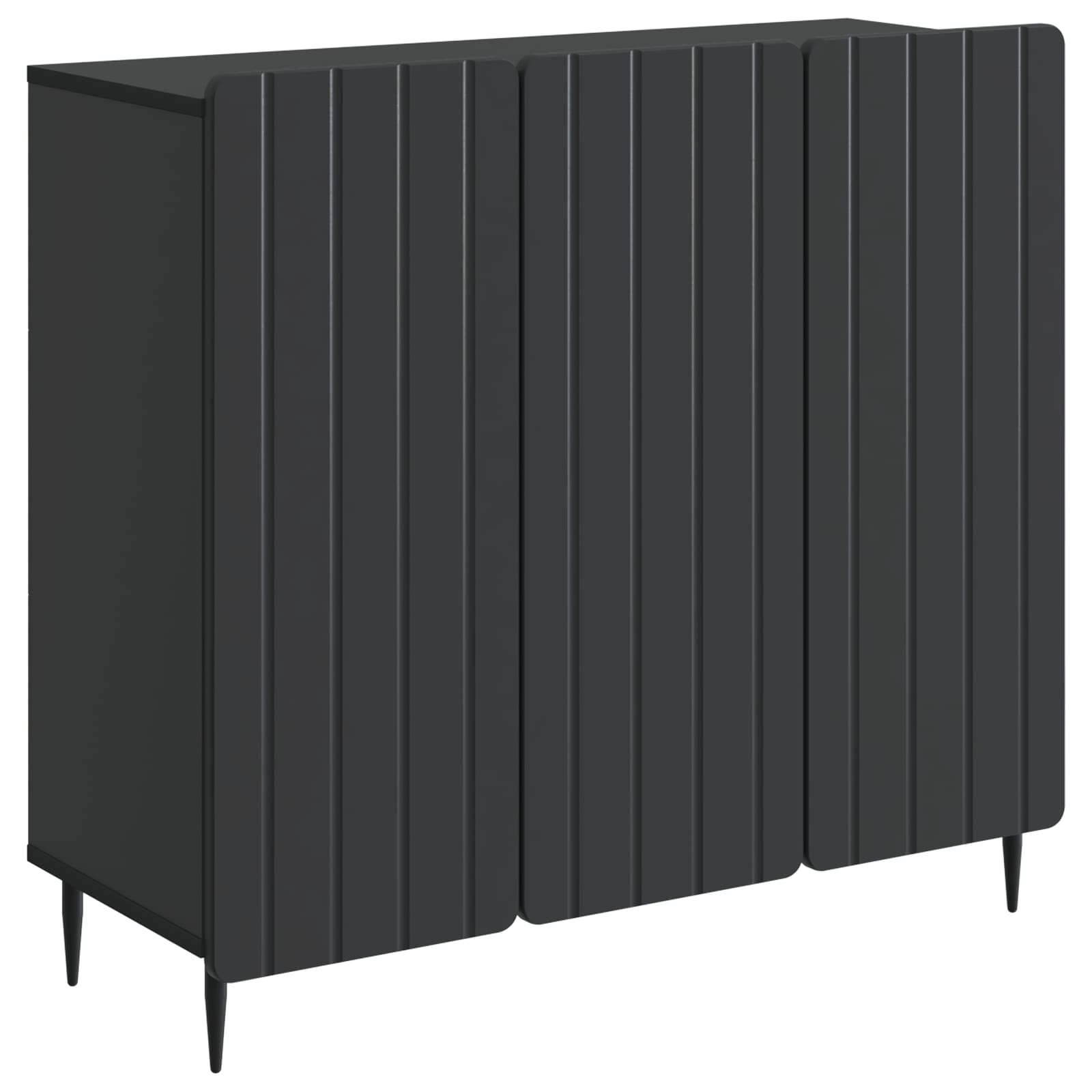 Dressoir Zwart 89 x 34,5 x 82 cm Bewerkt hout is nu te koop bij PeponiXL, paradijselijk wonen!