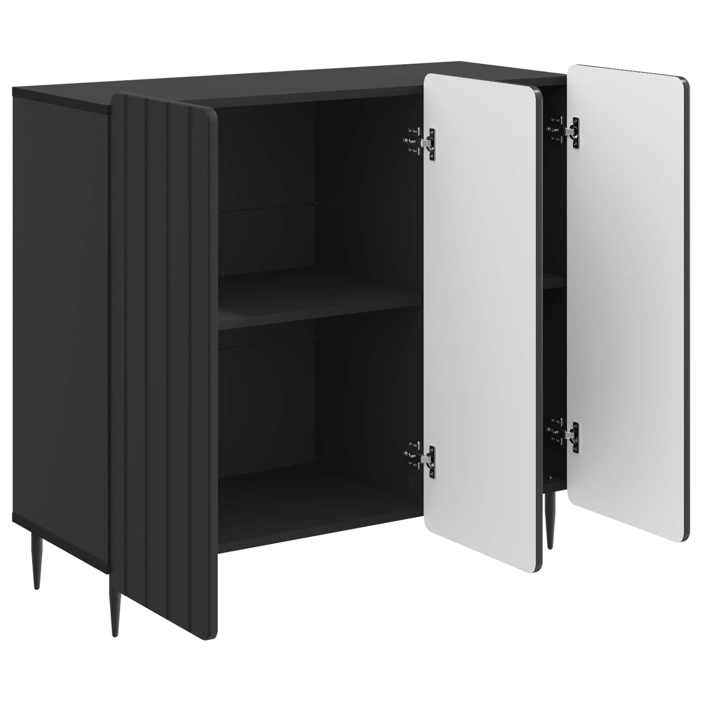 Dressoir Zwart 89 x 34,5 x 82 cm Bewerkt hout is nu te koop bij PeponiXL, paradijselijk wonen!