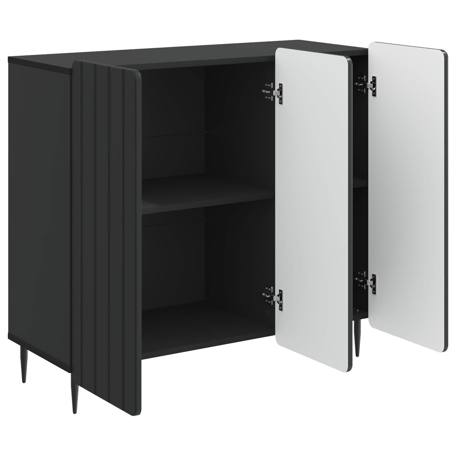 Dressoir Zwart 89 x 34,5 x 82 cm Bewerkt hout is nu te koop bij PeponiXL, paradijselijk wonen!