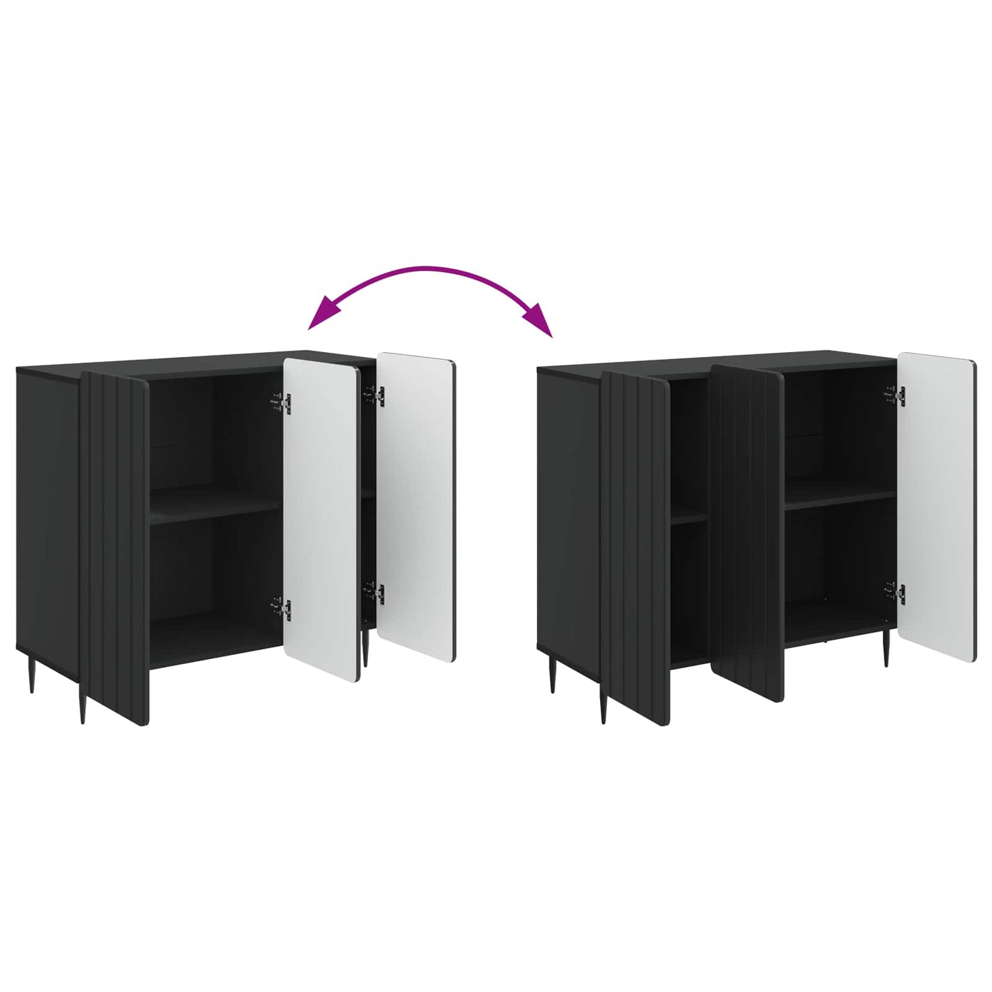 Dressoir Zwart 89 x 34,5 x 82 cm Bewerkt hout is nu te koop bij PeponiXL, paradijselijk wonen!