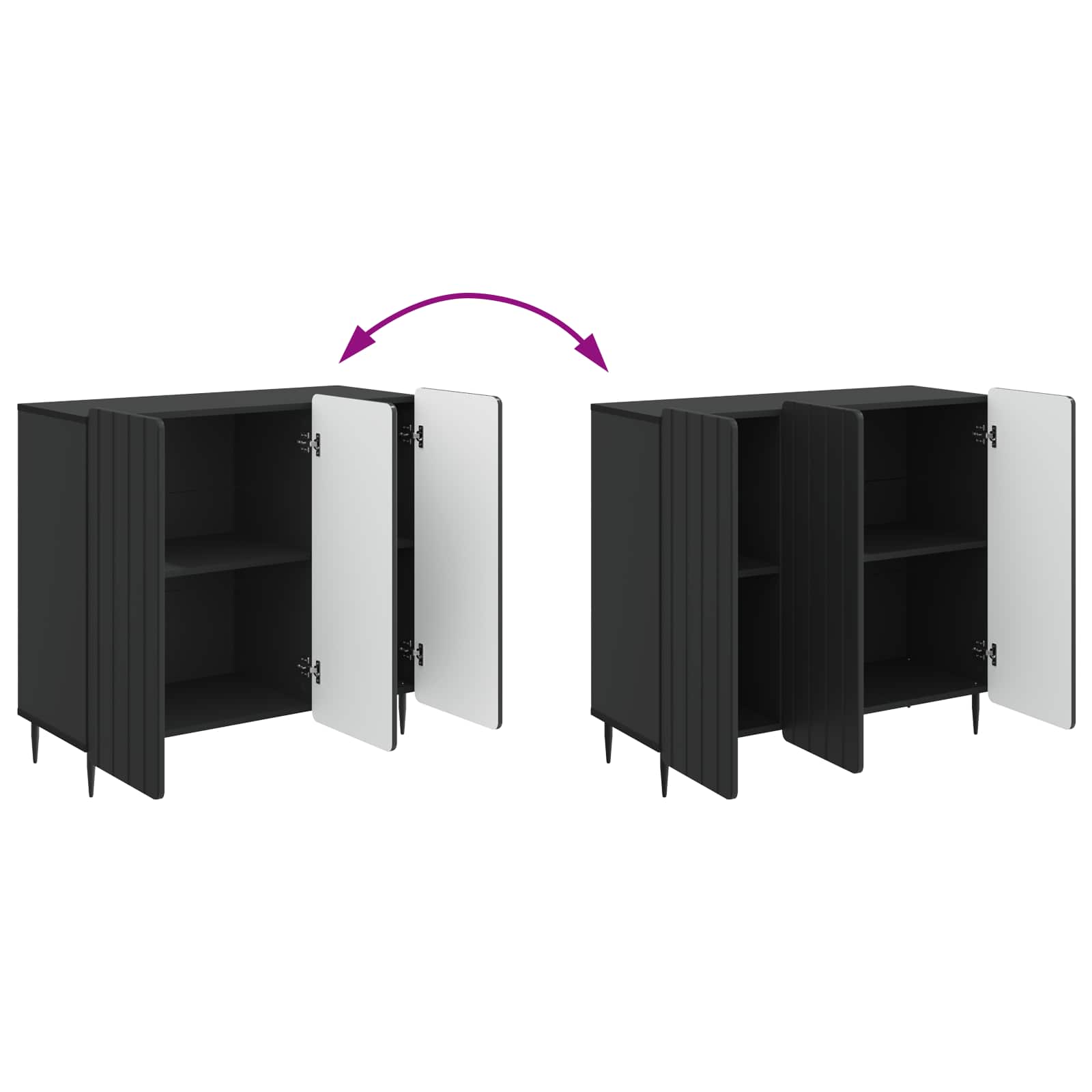 Dressoir Zwart 89 x 34,5 x 82 cm Bewerkt hout is nu te koop bij PeponiXL, paradijselijk wonen!