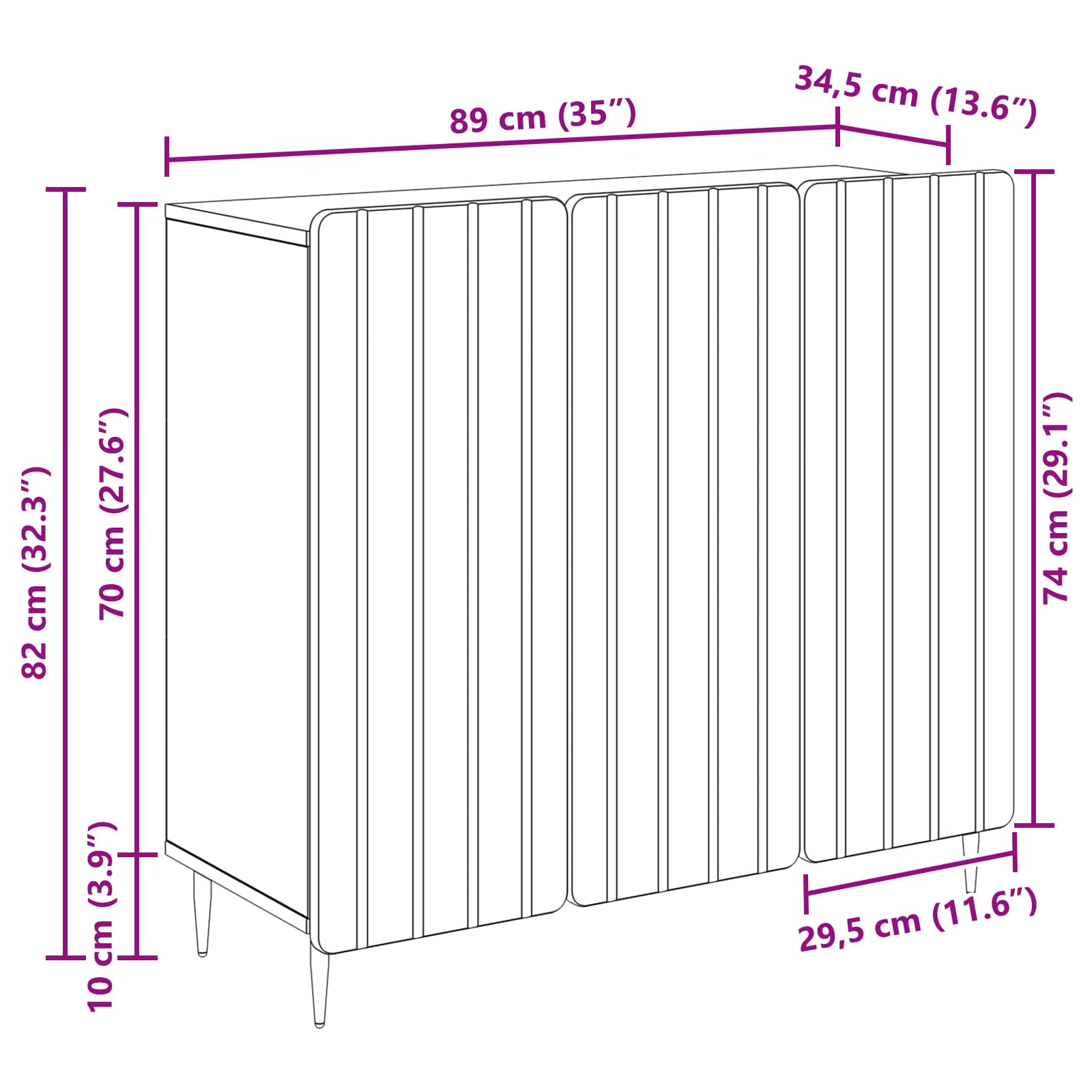 Dressoir Sonoma Eiken 89 x 34,5 x 82 cm Bewerkt hout is nu te koop bij PeponiXL, paradijselijk wonen!