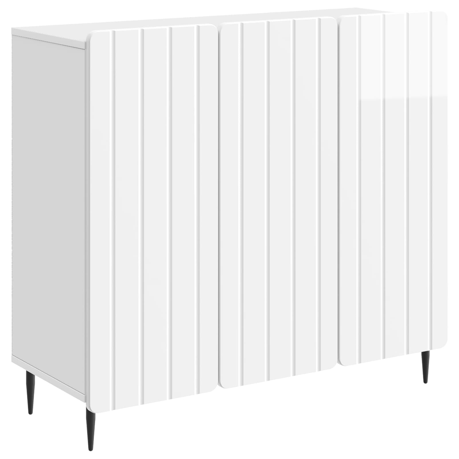 Dressoir Hoogglans Wit 89 x 34,5 x 82 cm Bewerkt hout is nu te koop bij PeponiXL, paradijselijk wonen!
