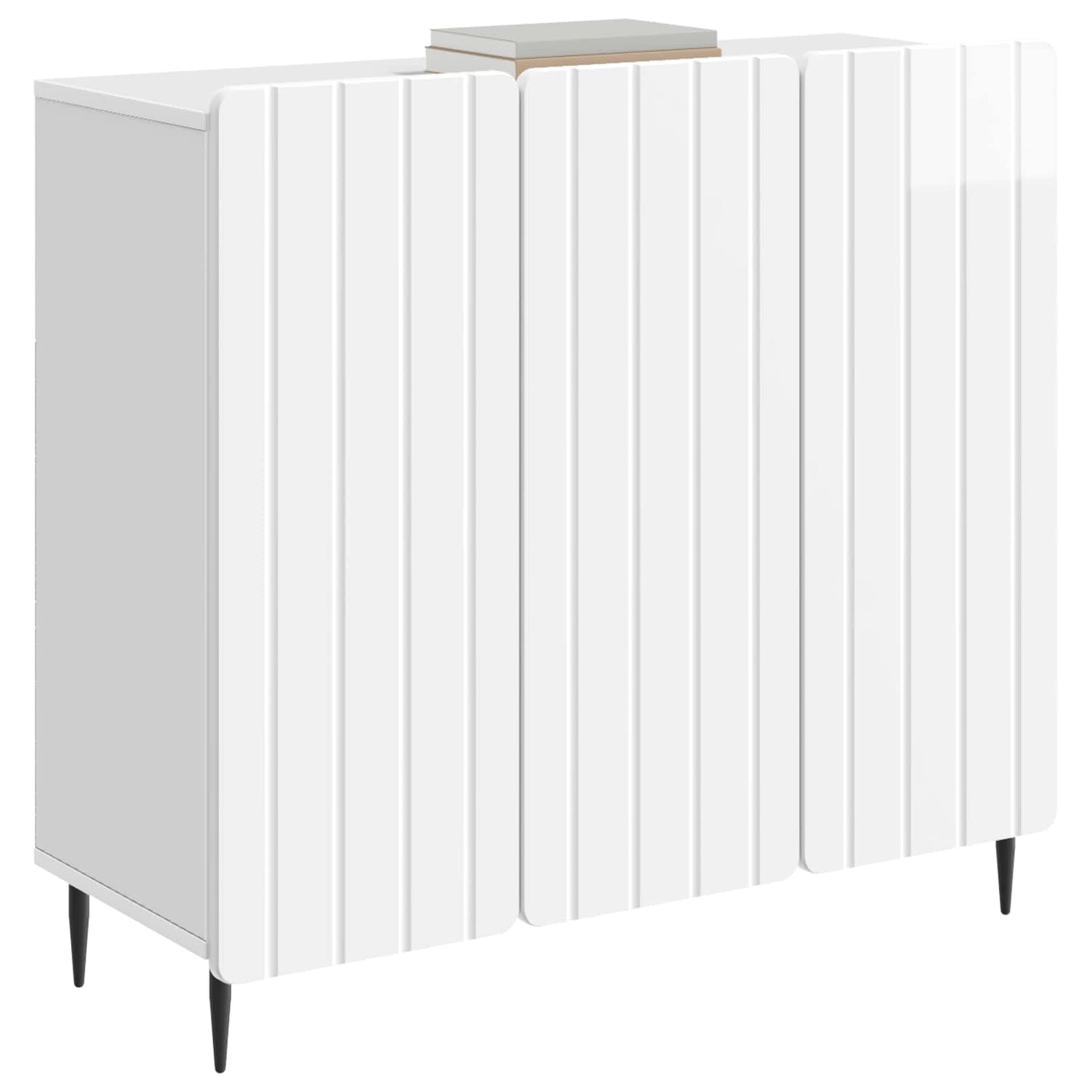 Dressoir Hoogglans Wit 89 x 34,5 x 82 cm Bewerkt hout is nu te koop bij PeponiXL, paradijselijk wonen!