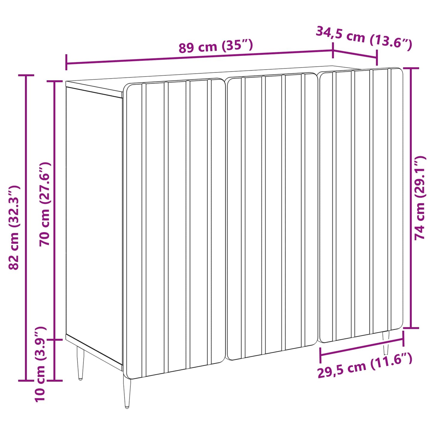 Dressoir Gerookt eiken 89 x 34,5 x 82 cm Bewerkt hout is nu te koop bij PeponiXL, paradijselijk wonen!