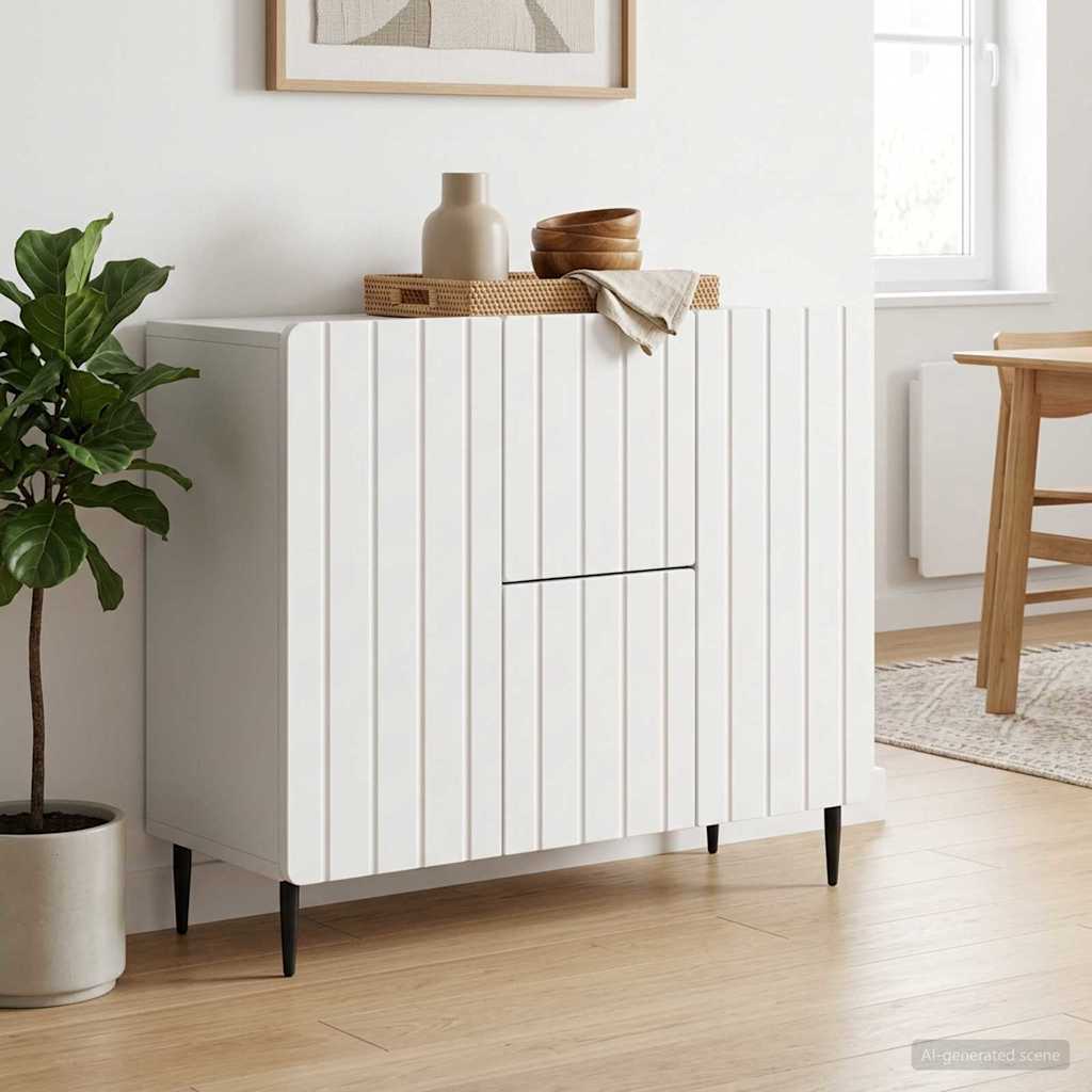 Dressoir Wit 89 x 34,5 x 62 cm Bewerkt hout is nu te koop bij PeponiXL, paradijselijk wonen!