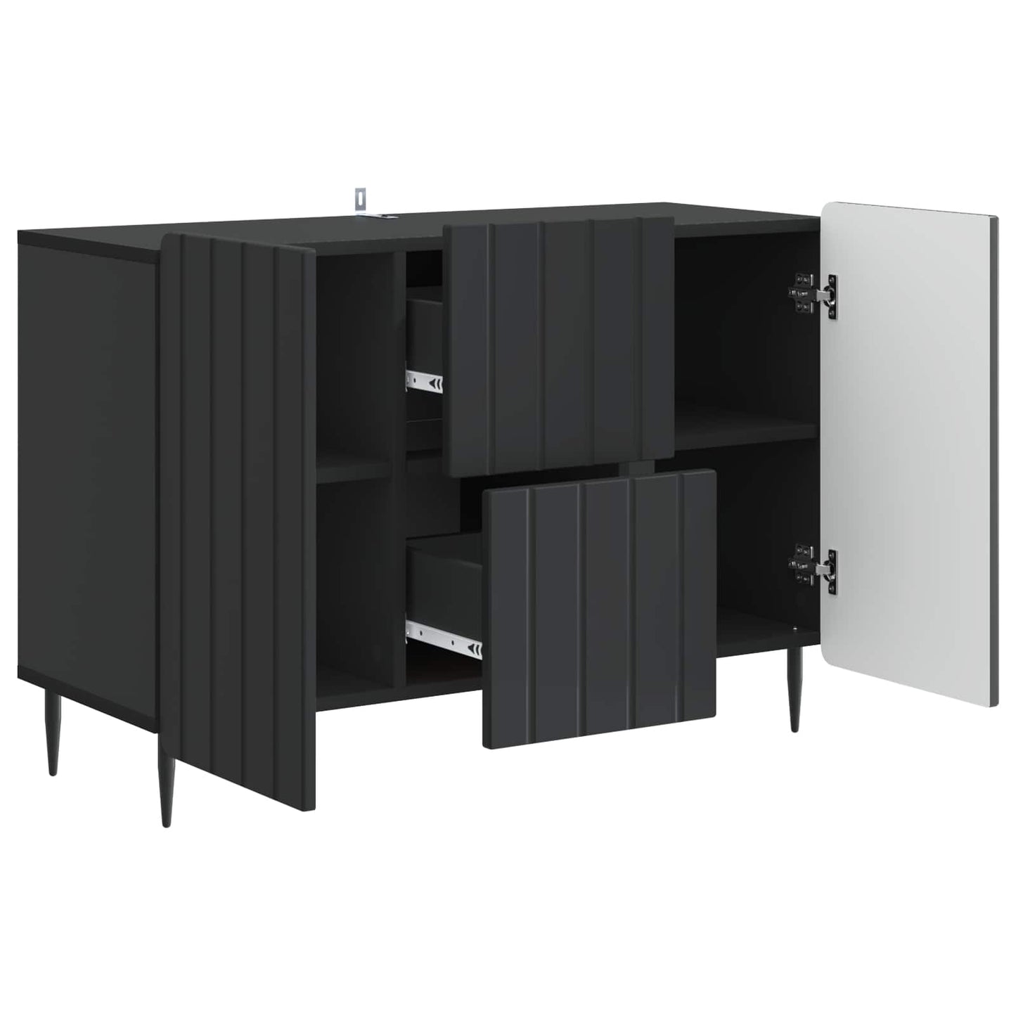 Dressoir met lade Zwart 89 x 34,5 x 62 cm Bewerkt hout is nu te koop bij PeponiXL, paradijselijk wonen!