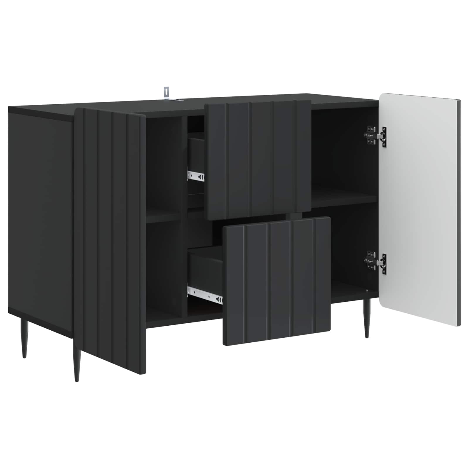 Dressoir met lade Zwart 89 x 34,5 x 62 cm Bewerkt hout is nu te koop bij PeponiXL, paradijselijk wonen!