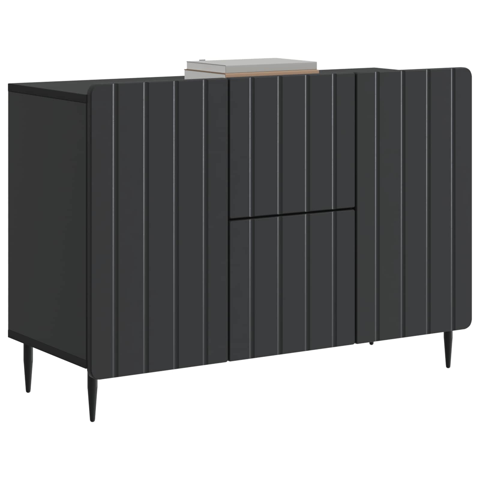 Dressoir met lade Zwart 89 x 34,5 x 62 cm Bewerkt hout is nu te koop bij PeponiXL, paradijselijk wonen!