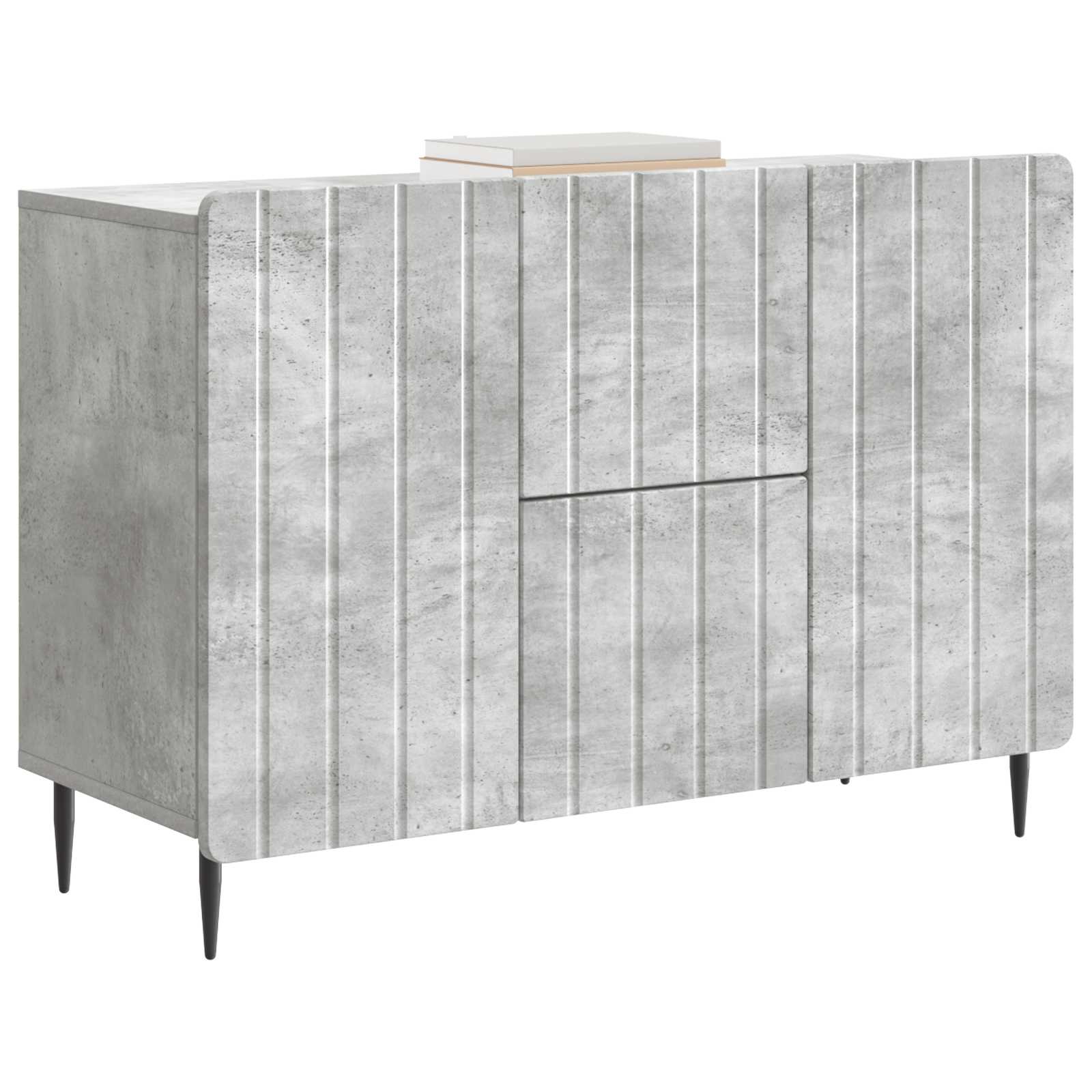 Dressoir met lade Betongrijs 89 x 34,5 x 62 cm Bewerkt hout is nu te koop bij PeponiXL, paradijselijk wonen!