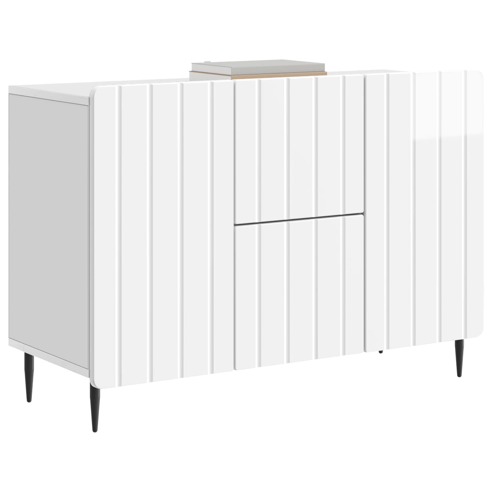 Dressoir met lade Hoogglans Wit 89 x 34,5 x 62 cm Bewerkt hout is nu te koop bij PeponiXL, paradijselijk wonen!