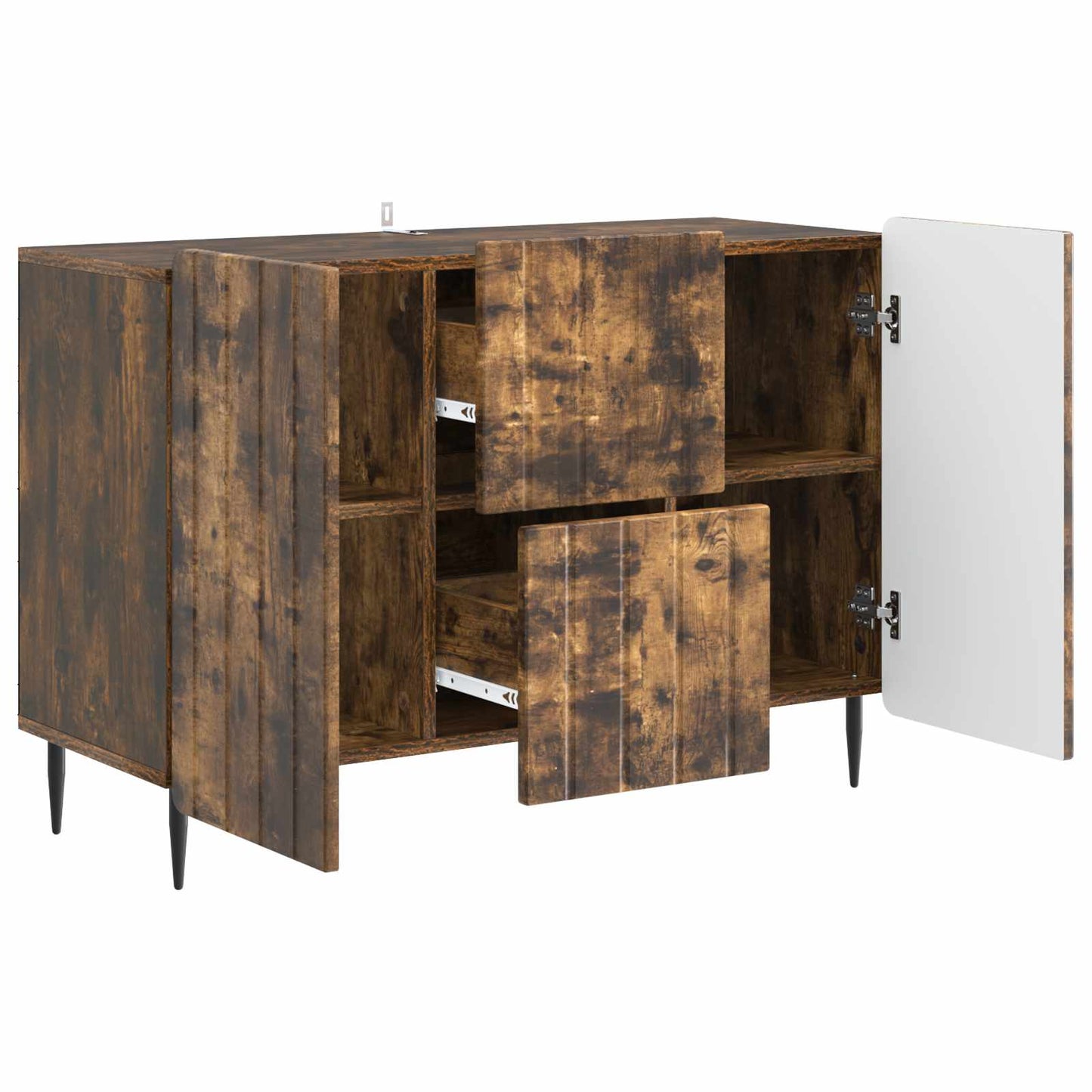 Dressoir met lade Gerookt eiken 89 x 34,5 x 62 cm Bewerkt hout is nu te koop bij PeponiXL, paradijselijk wonen!