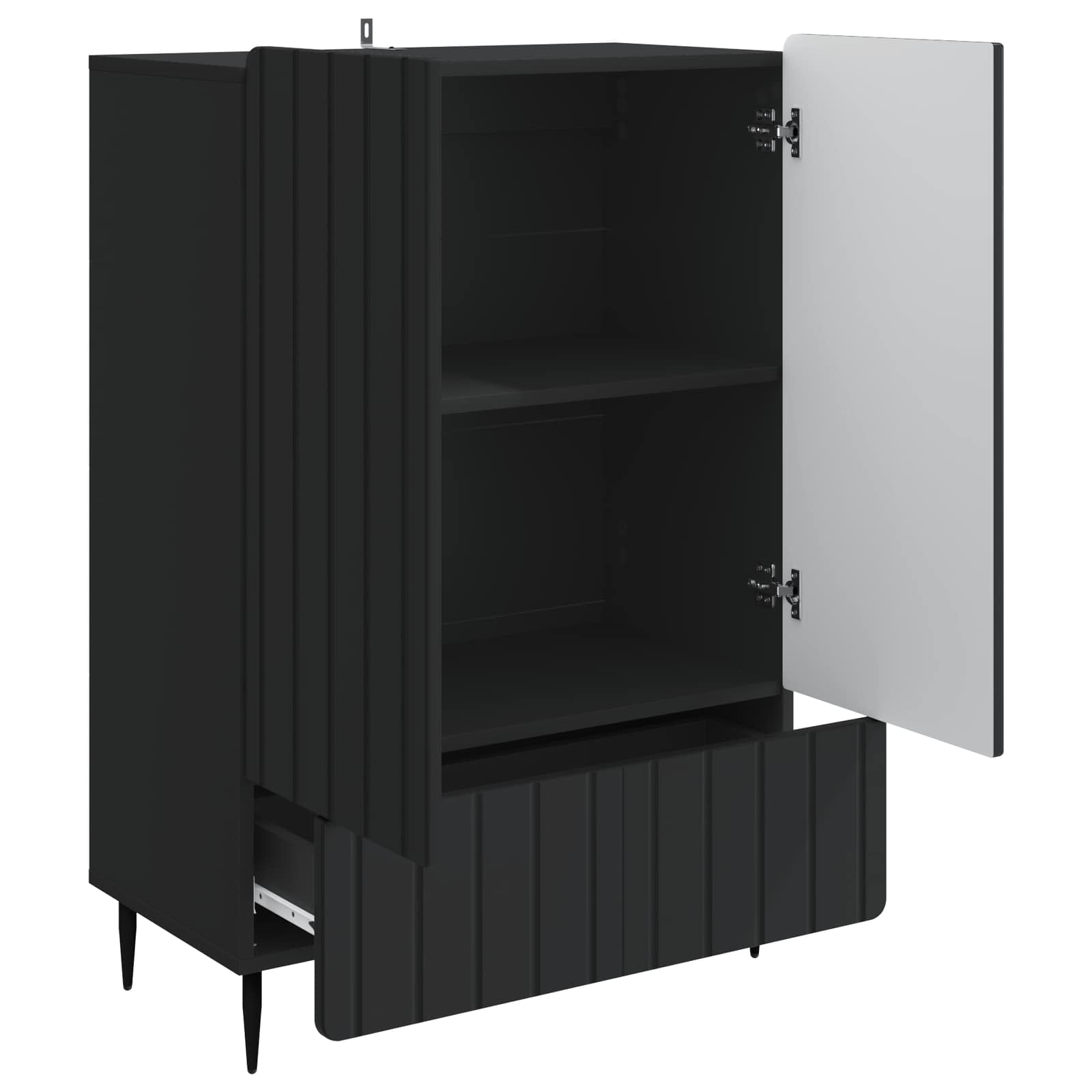 Dressoir met lade Zwart 66 x 34,5 x 97 cm Bewerkt hout is nu te koop bij PeponiXL, paradijselijk wonen!