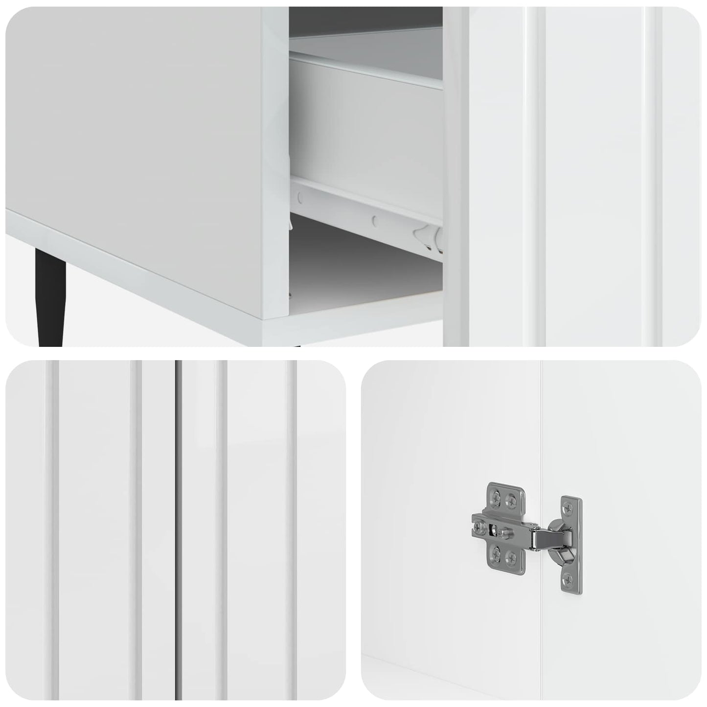 Dressoir met lade Hoogglans Wit 66 x 34,5 x 97 cm Bewerkt hout is nu te koop bij PeponiXL, paradijselijk wonen!