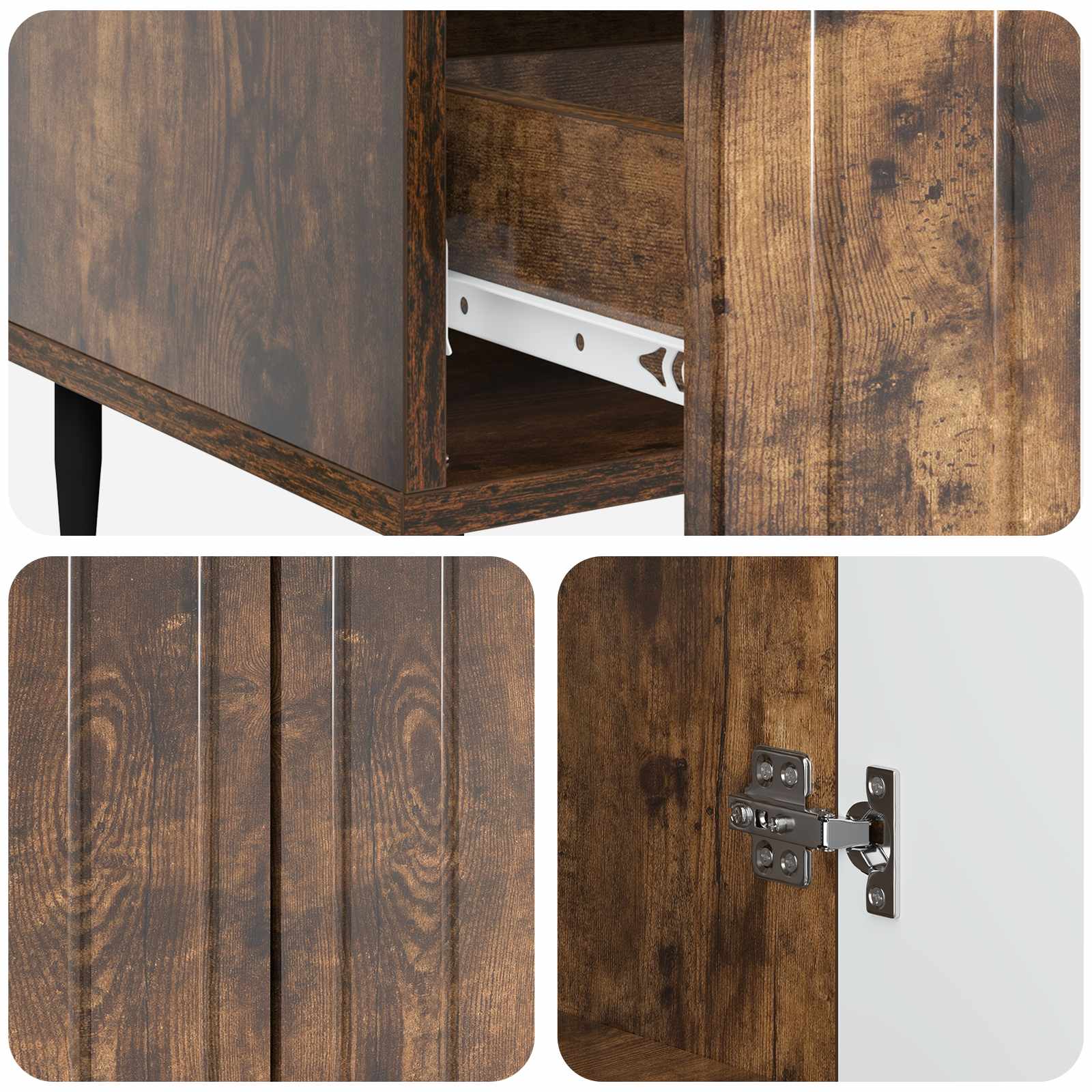 Dressoir met lade Gerookt eiken 66 x 34,5 x 97 cm Bewerkt hout is nu te koop bij PeponiXL, paradijselijk wonen!