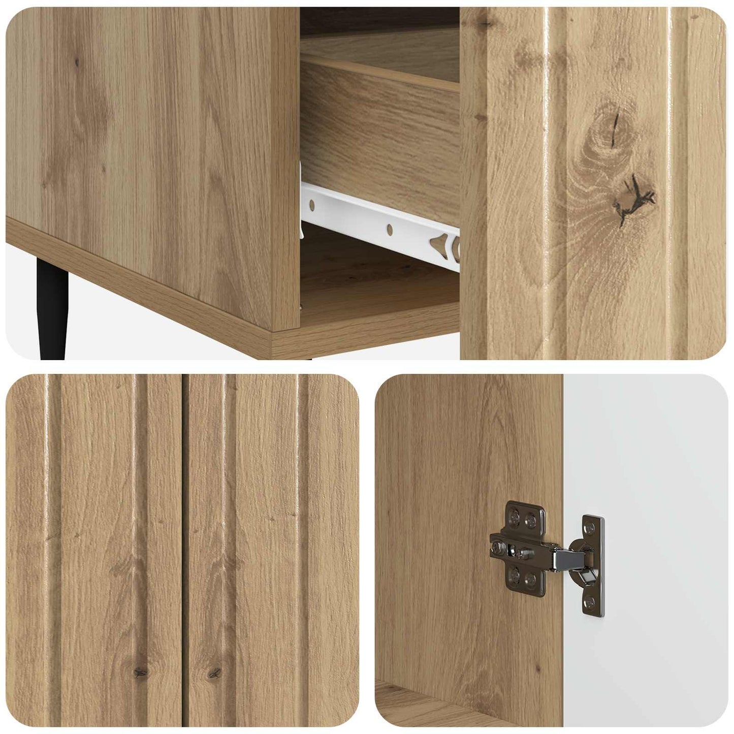 Dressoir Artisanaal eiken 66 x 34,5 x 97 cm Bewerkt hout is nu te koop bij PeponiXL, paradijselijk wonen!