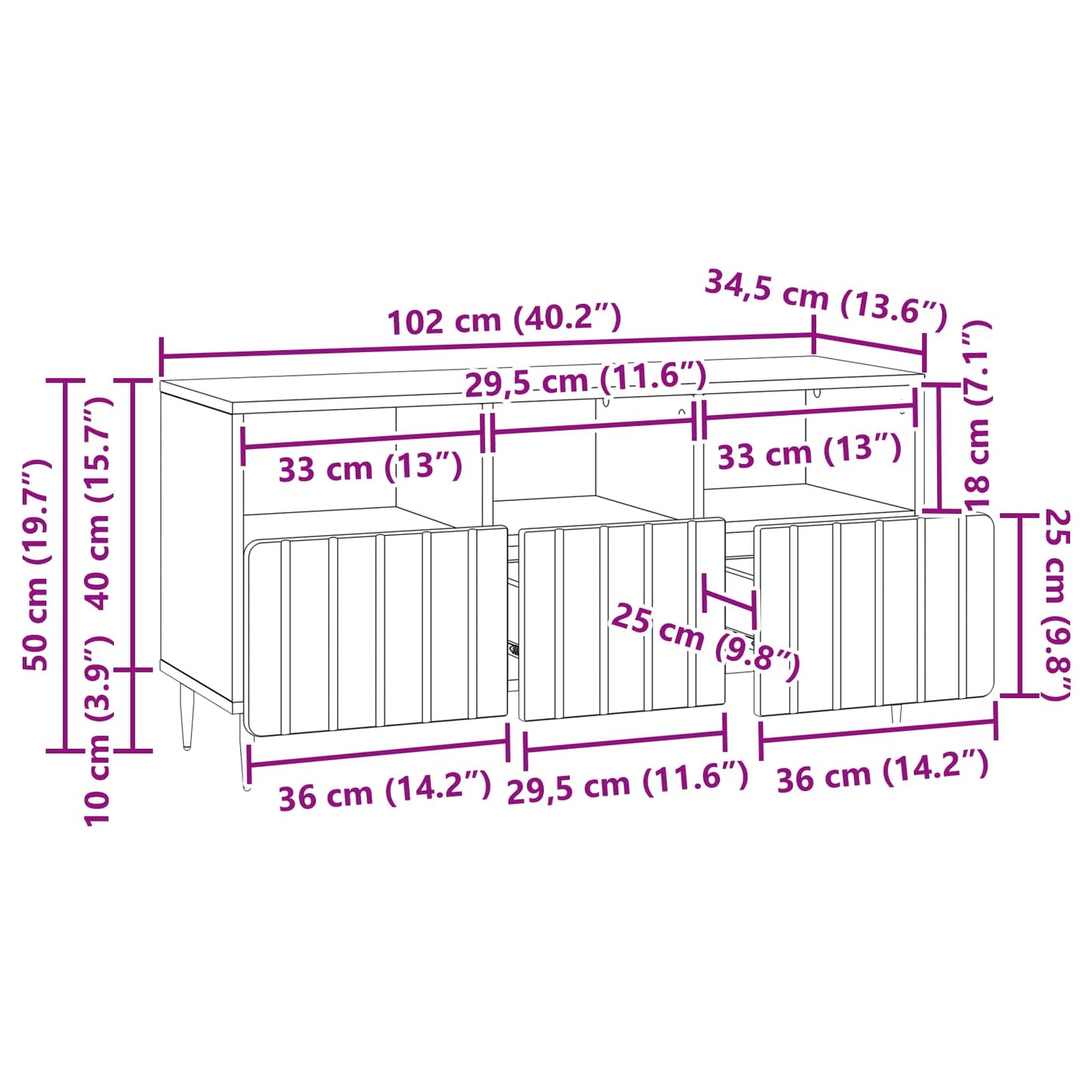 TV-kast met lade Betongrijs 102 x 34,5 x 50 cm Bewerkt hout is nu te koop bij PeponiXL, paradijselijk wonen!