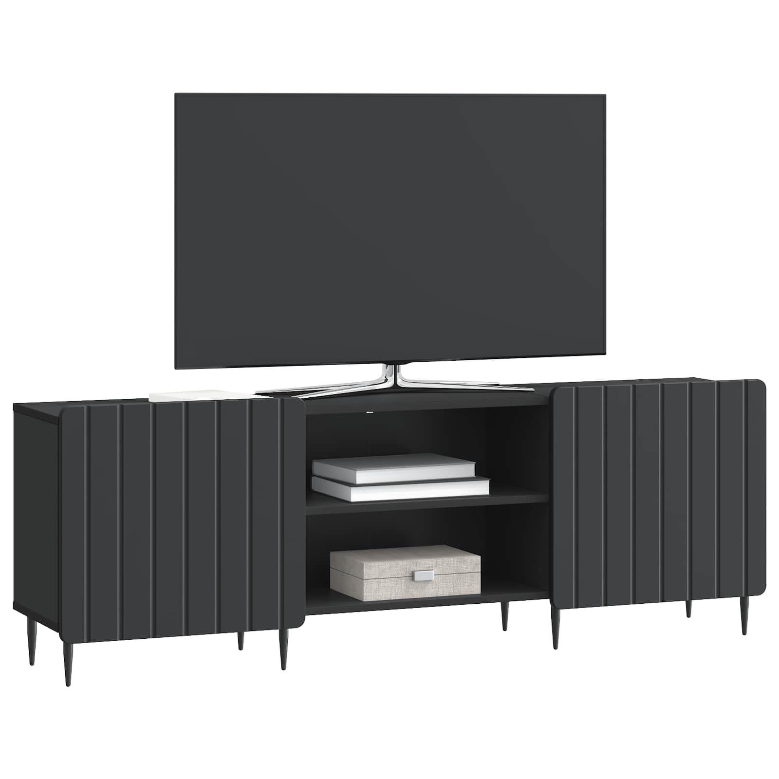 TV-kast Zwart 150 x 31 x 52 cm Bewerkt hout is nu te koop bij PeponiXL, paradijselijk wonen!