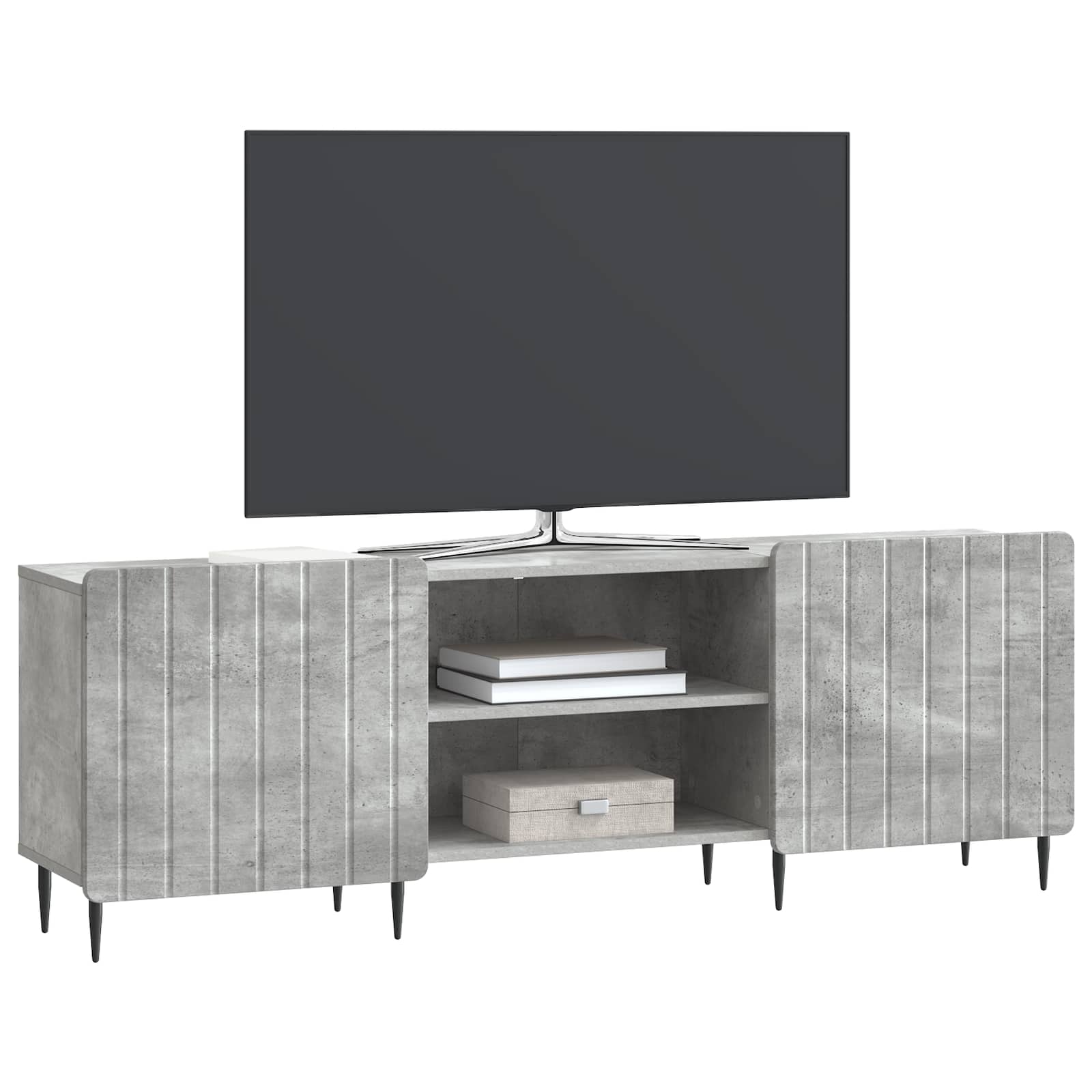 TV-kast Betongrijs 150 x 31 x 52 cm Bewerkt hout is nu te koop bij PeponiXL, paradijselijk wonen!