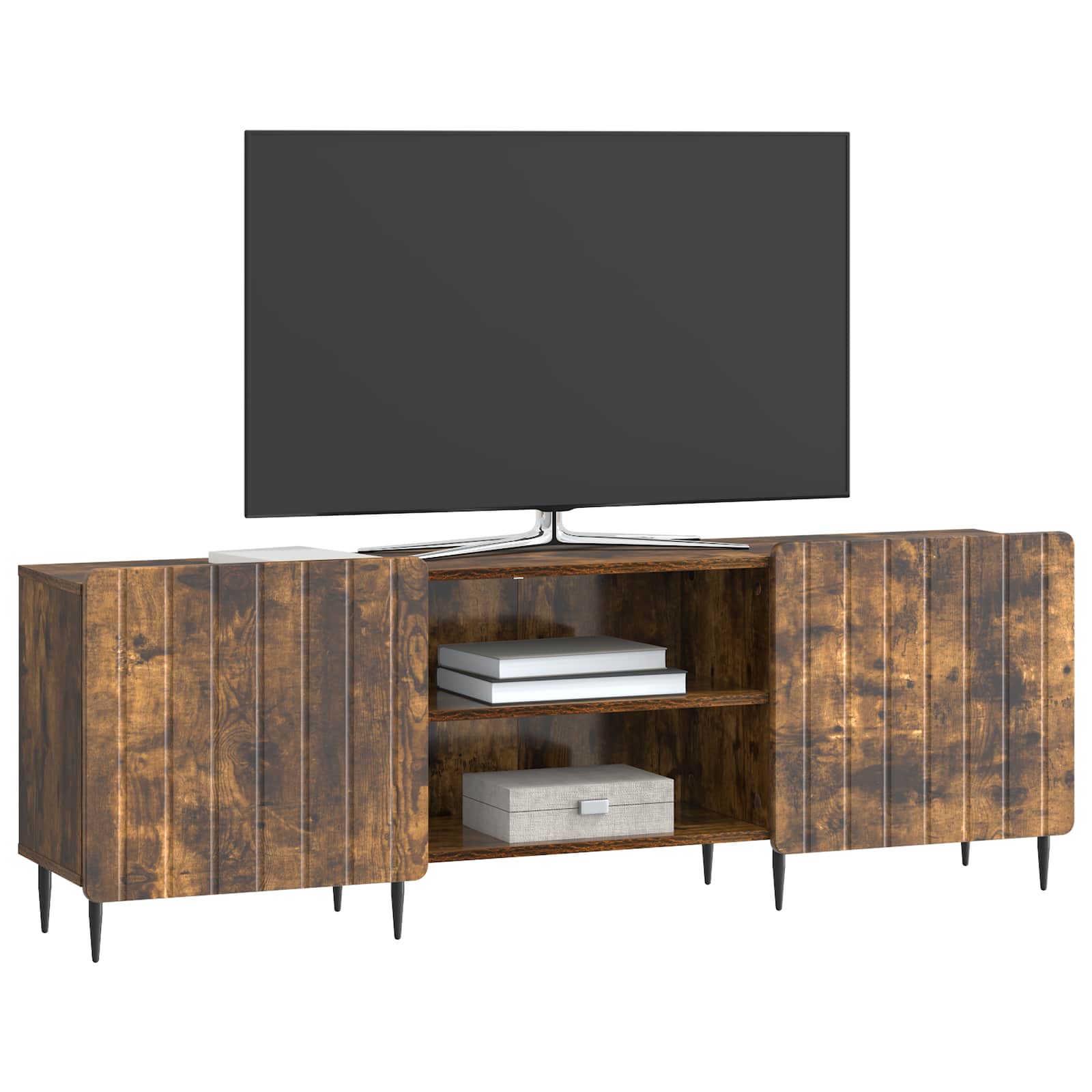 TV-kast Gerookt eiken 150 x 31 x 52 cm Bewerkt hout is nu te koop bij PeponiXL, paradijselijk wonen!