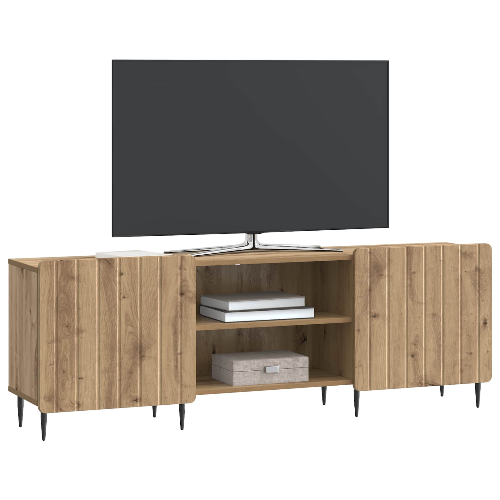 TV-kast Artisanaal eiken 150 x 31 x 52 cm Bewerkt hout is nu te koop bij PeponiXL, paradijselijk wonen!