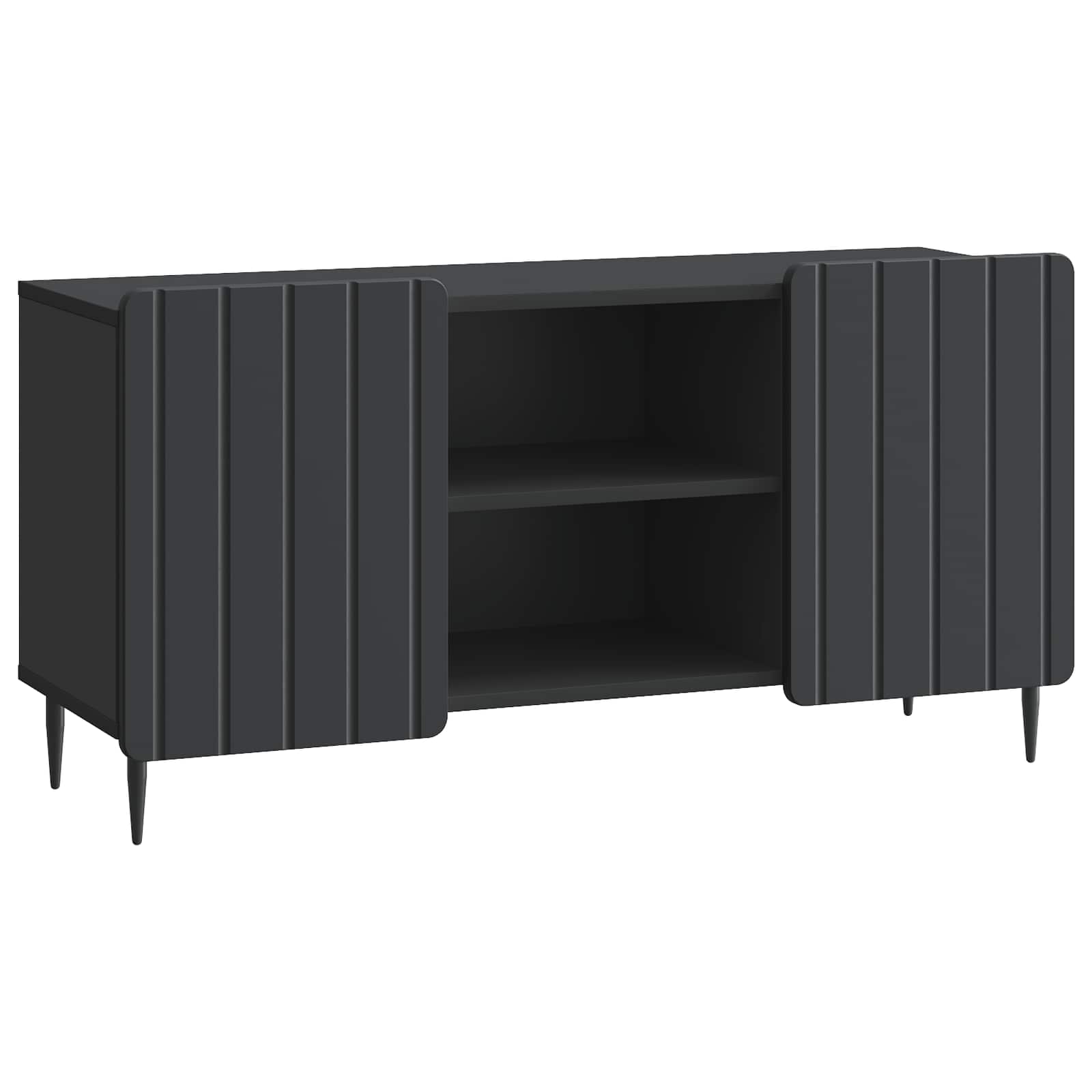 TV-kast Zwart 102 x 34,5 x 52 cm Bewerkt hout is nu te koop bij PeponiXL, paradijselijk wonen!