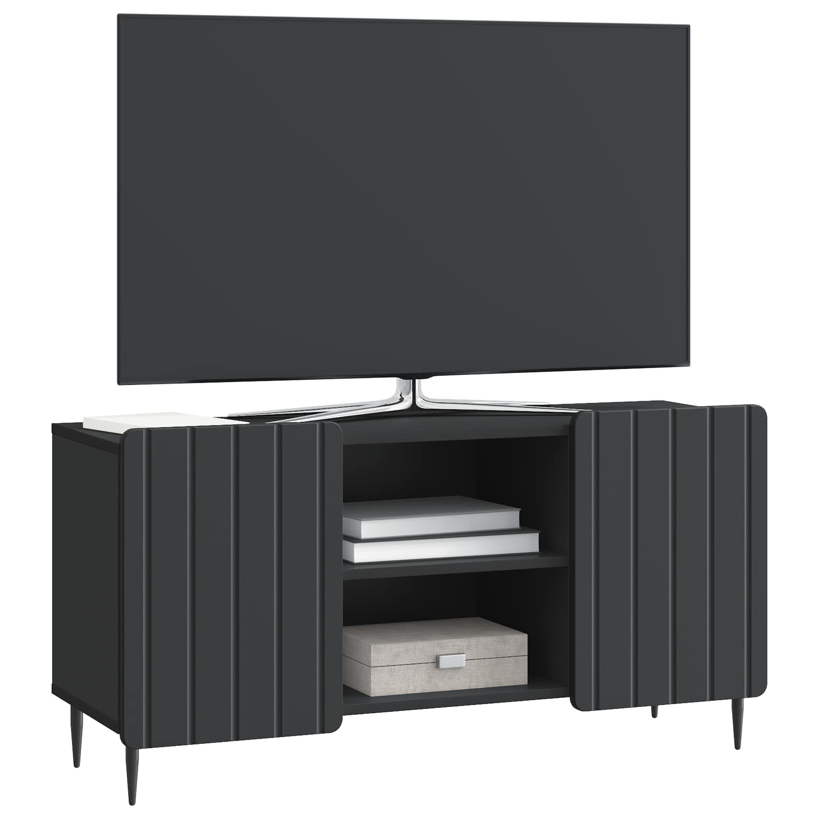 TV-kast Zwart 102 x 34,5 x 52 cm Bewerkt hout is nu te koop bij PeponiXL, paradijselijk wonen!