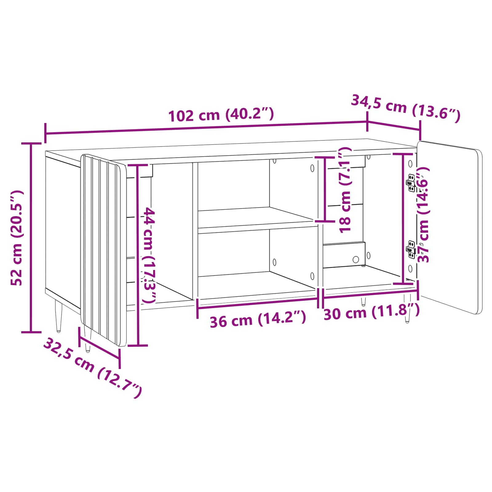 TV-kast Zwart 102 x 34,5 x 52 cm Bewerkt hout is nu te koop bij PeponiXL, paradijselijk wonen!