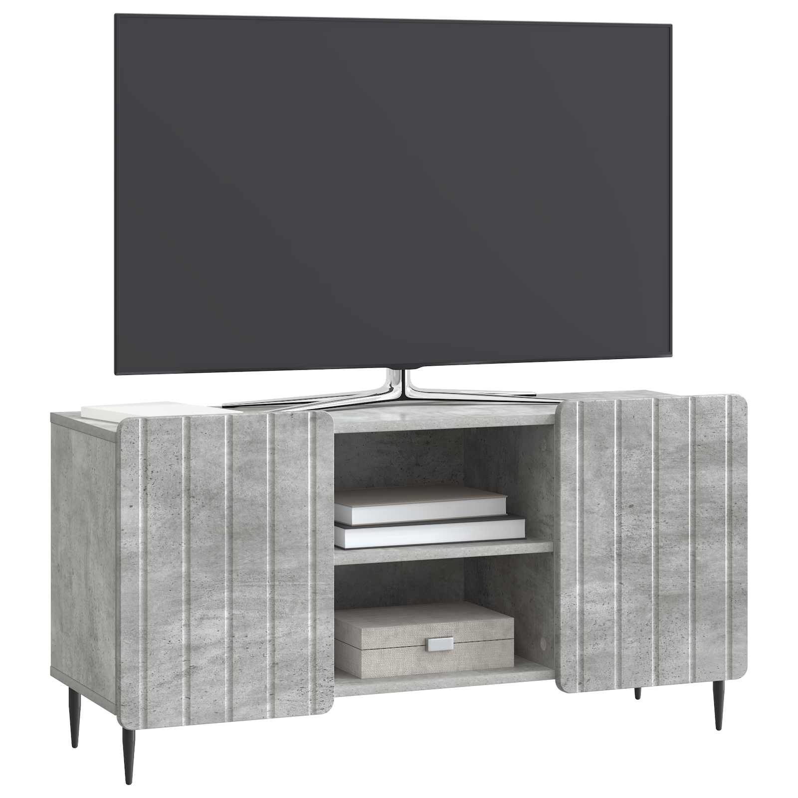 TV-kast Betongrijs 102 x 34,5 x 52 cm Bewerkt hout is nu te koop bij PeponiXL, paradijselijk wonen!