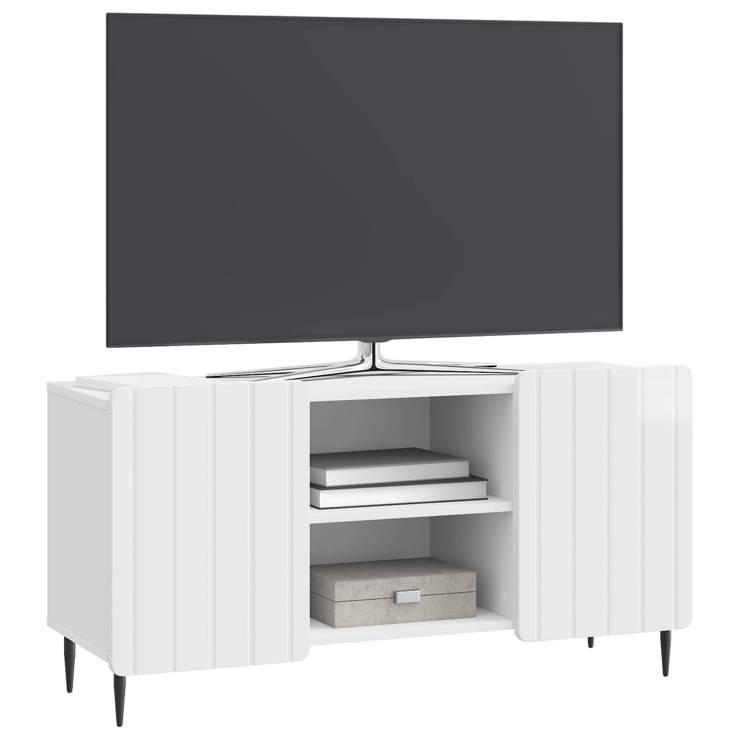 TV-kast Hoogglans Wit 102 x 34,5 x 52 cm Bewerkt hout is nu te koop bij PeponiXL, paradijselijk wonen!