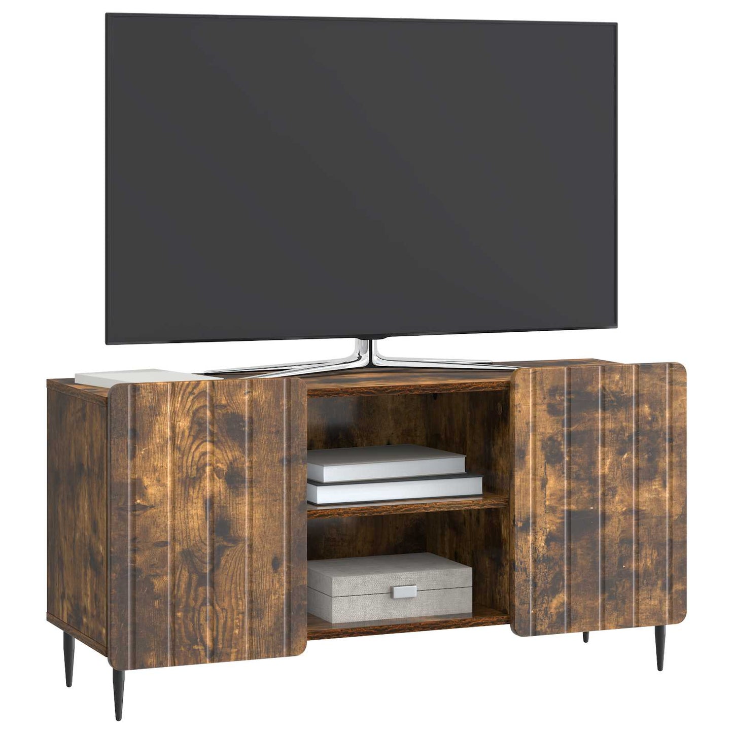 TV-kast Gerookt eiken 102 x 34,5 x 52 cm Bewerkt hout is nu te koop bij PeponiXL, paradijselijk wonen!