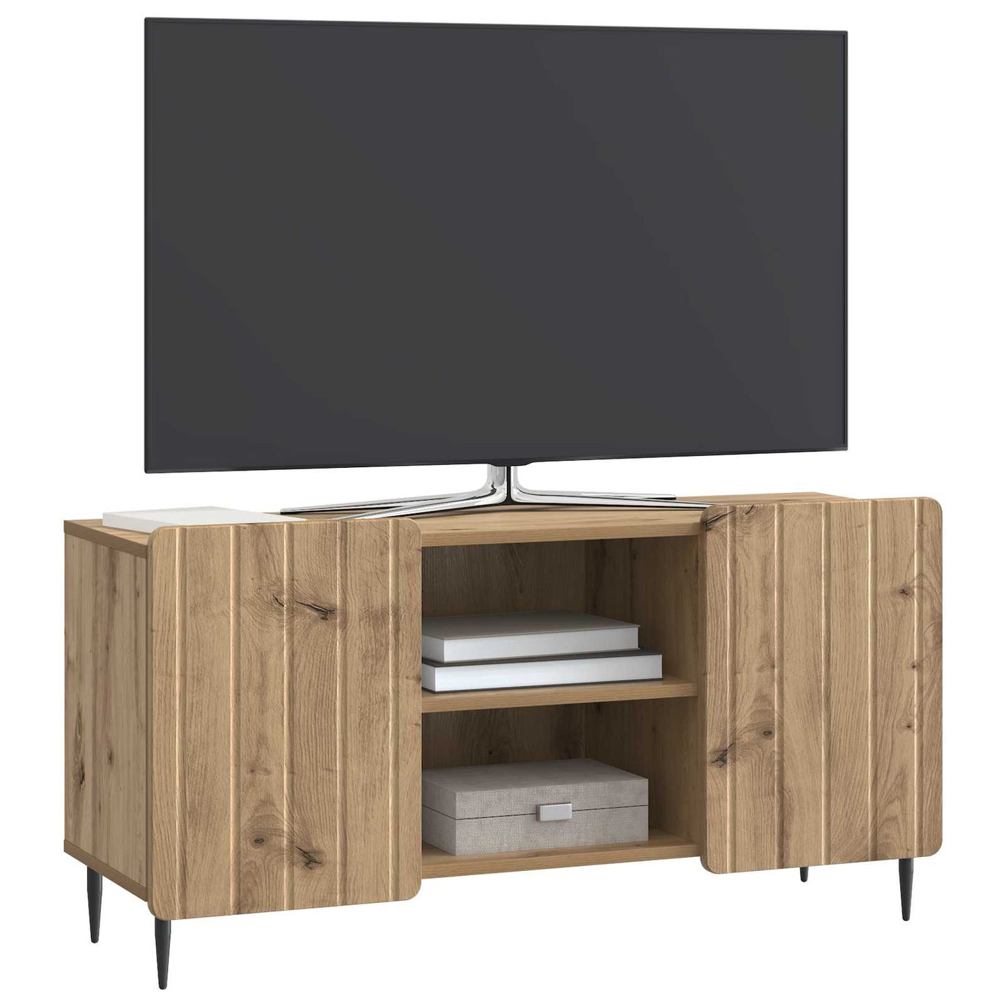 TV-kast Artisanaal eiken 102 x 34,5 x 52 cm Bewerkt hout is nu te koop bij PeponiXL, paradijselijk wonen!