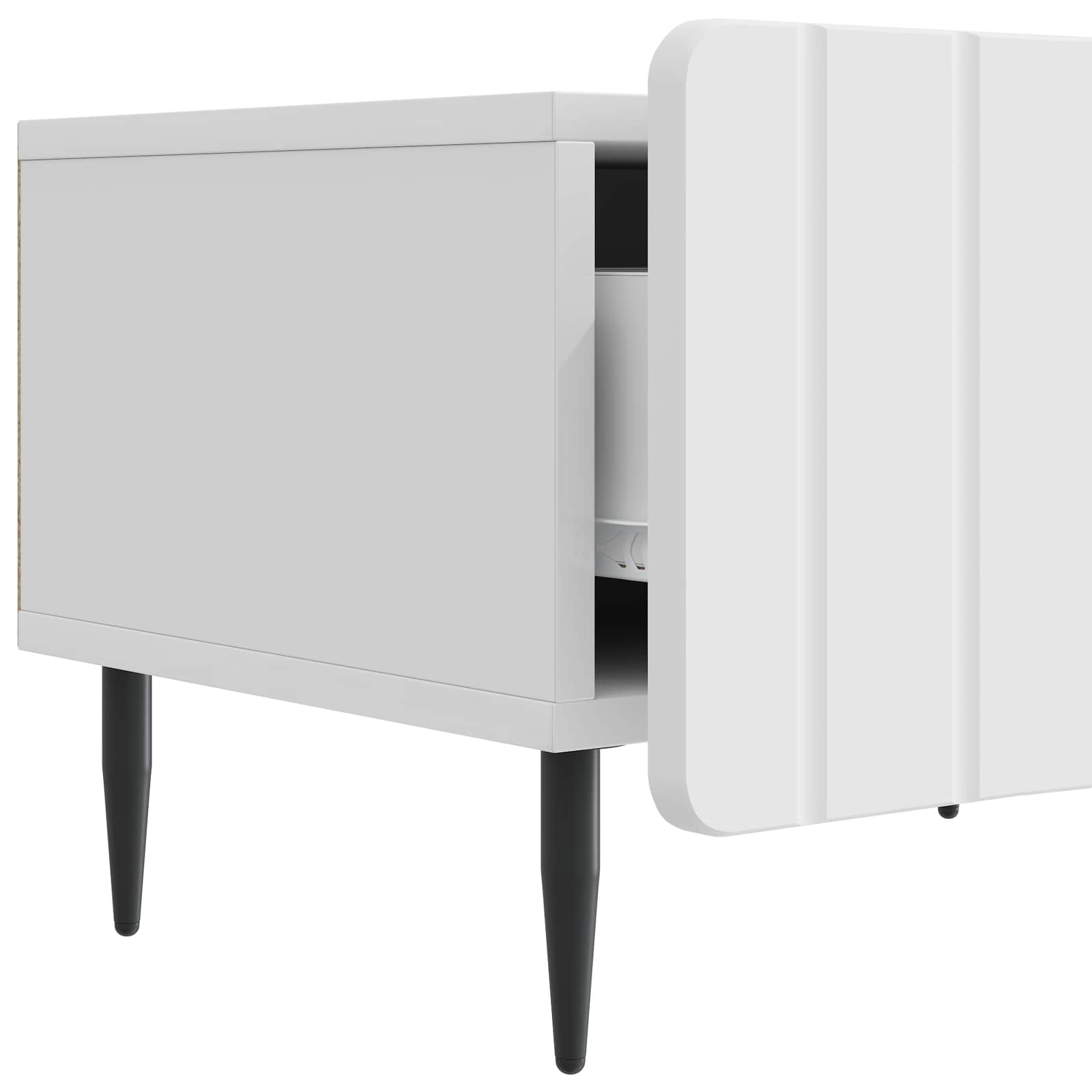 TV-kast met lade Hoogglans Wit 147 x 34,5 x 32 cm Bewerkt hout is nu te koop bij PeponiXL, paradijselijk wonen!