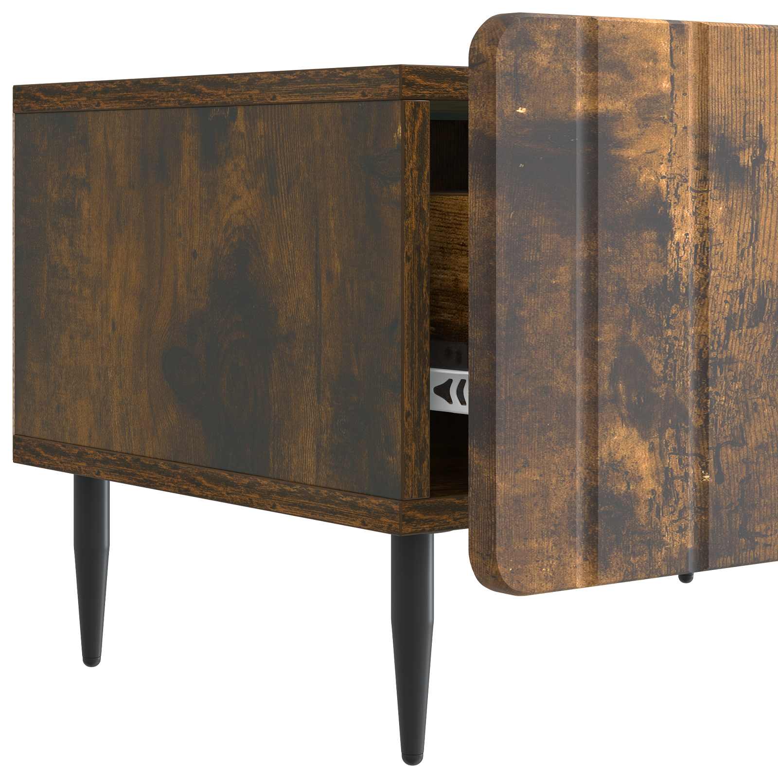 TV-kast met lade Gerookt eiken 147 x 34,5 x 32 cm Bewerkt hout is nu te koop bij PeponiXL, paradijselijk wonen!