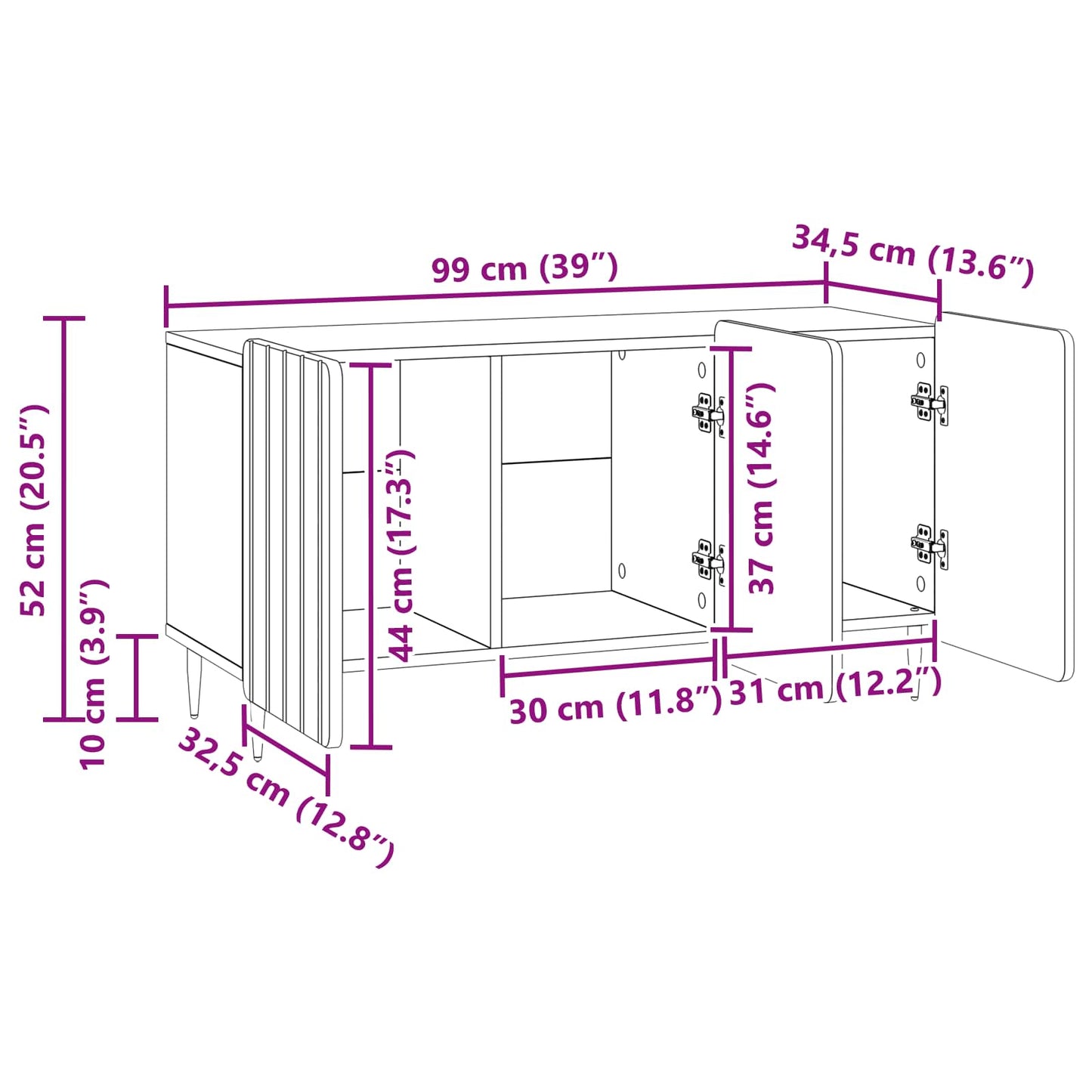 TV-kast Zwart 99 x 34,5 x 52 cm Bewerkt hout is nu te koop bij PeponiXL, paradijselijk wonen!
