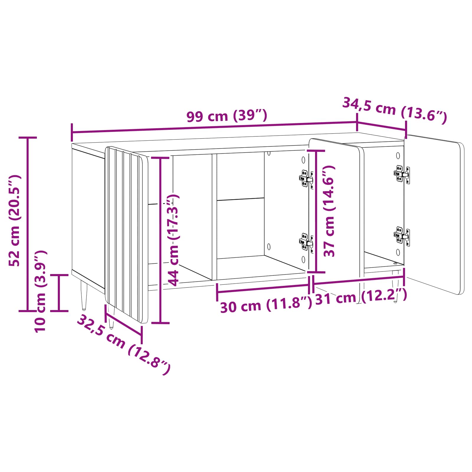 TV-kast Grijs sonoma 99 x 34,5 x 52 cm Bewerkt hout is nu te koop bij PeponiXL, paradijselijk wonen!