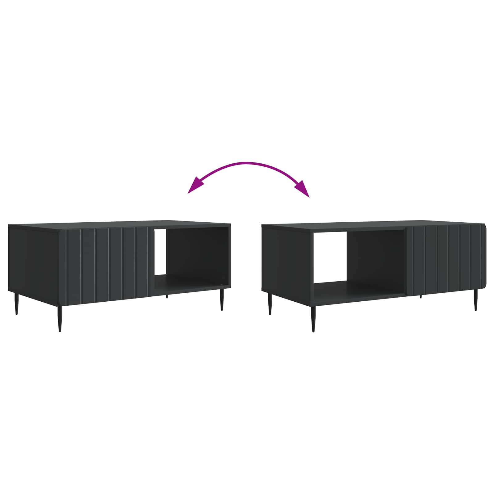 Salontafel Zwart 90 x 50 x 40 cm Bewerkt hout is nu te koop bij PeponiXL, paradijselijk wonen!