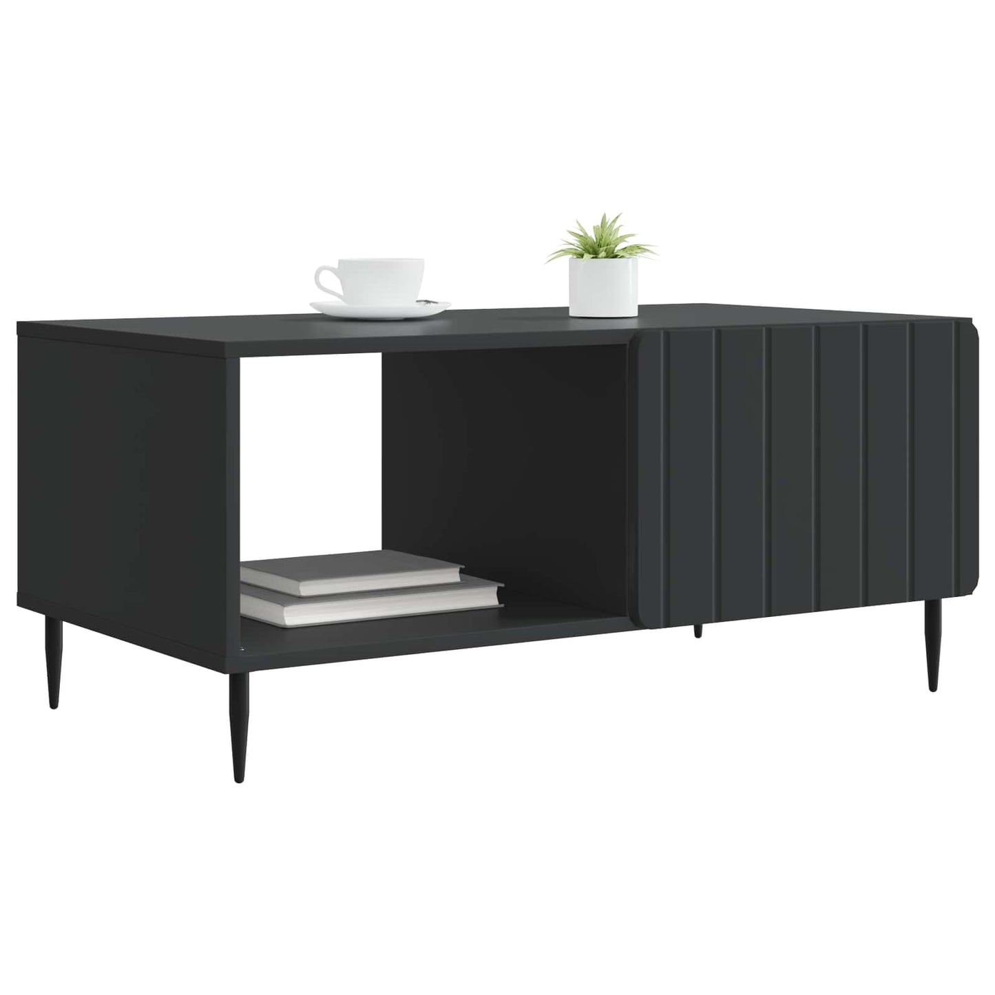 Salontafel Zwart 90 x 50 x 40 cm Bewerkt hout is nu te koop bij PeponiXL, paradijselijk wonen!