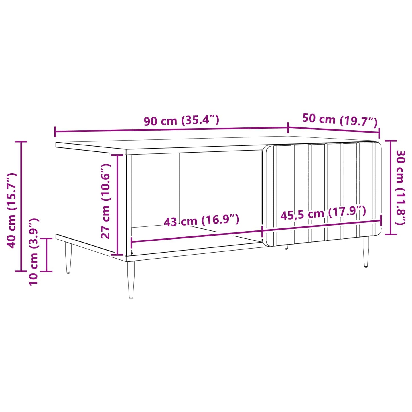 Salontafel Zwart 90 x 50 x 40 cm Bewerkt hout is nu te koop bij PeponiXL, paradijselijk wonen!