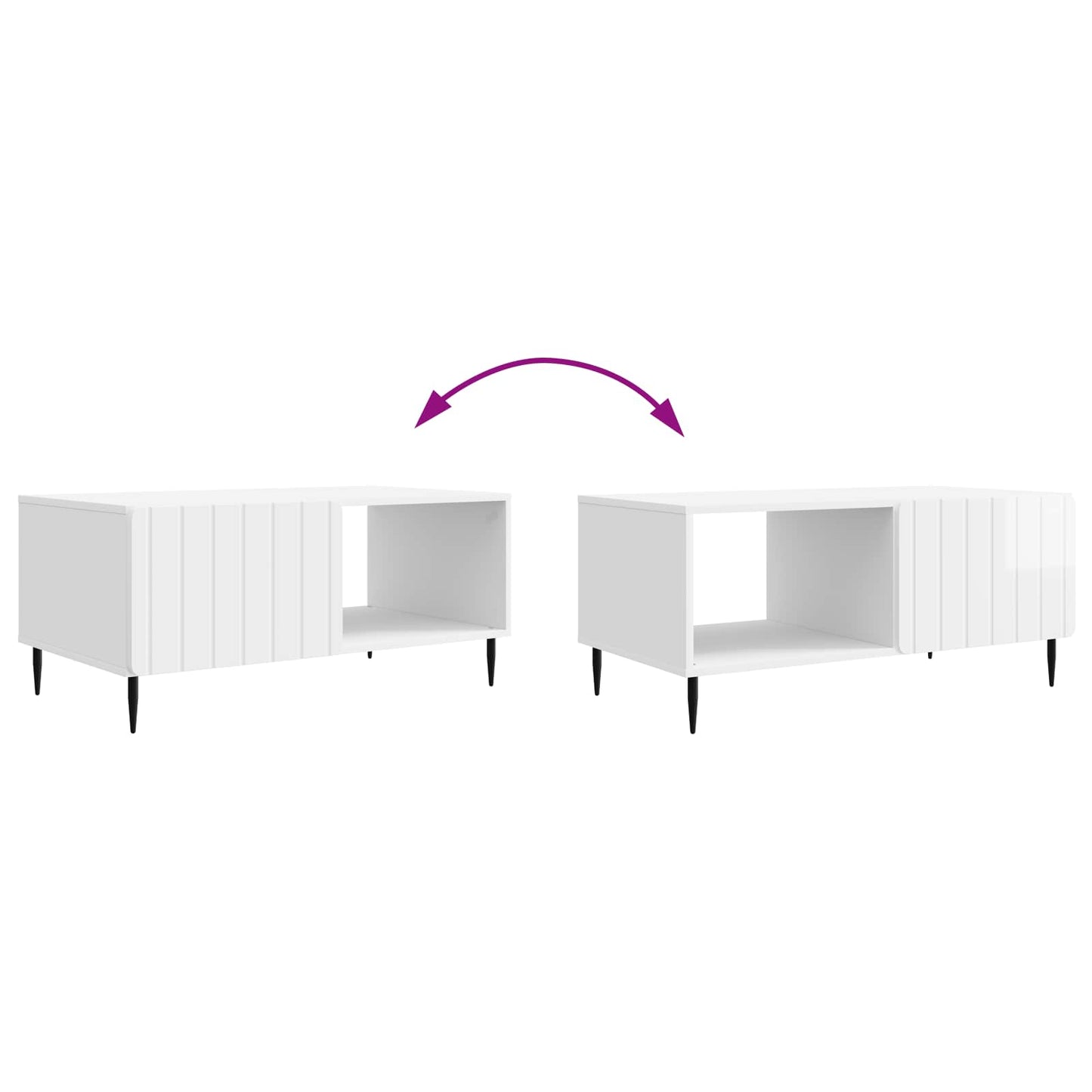 Salontafel Hoogglans Wit 90 x 50 x 40 cm Bewerkt hout is nu te koop bij PeponiXL, paradijselijk wonen!