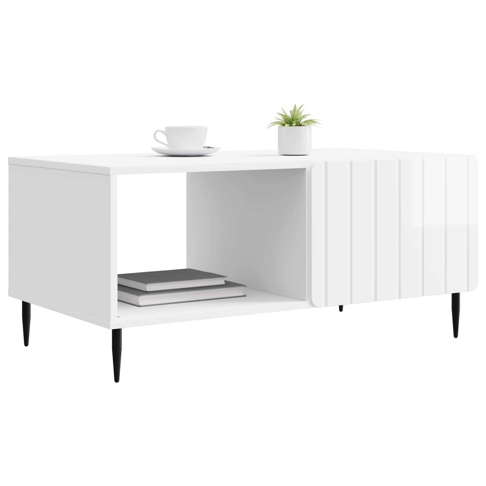 Salontafel Hoogglans Wit 90 x 50 x 40 cm Bewerkt hout is nu te koop bij PeponiXL, paradijselijk wonen!