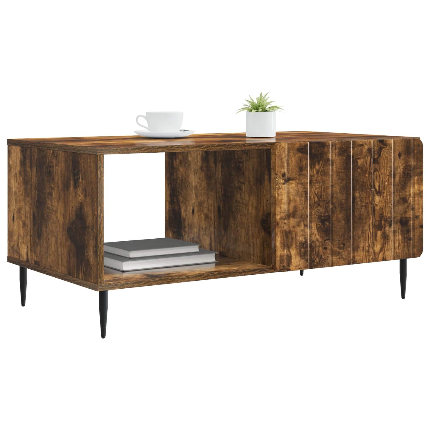Salontafel Gerookt eiken 90 x 50 x 40 cm Bewerkt hout is nu te koop bij PeponiXL, paradijselijk wonen!