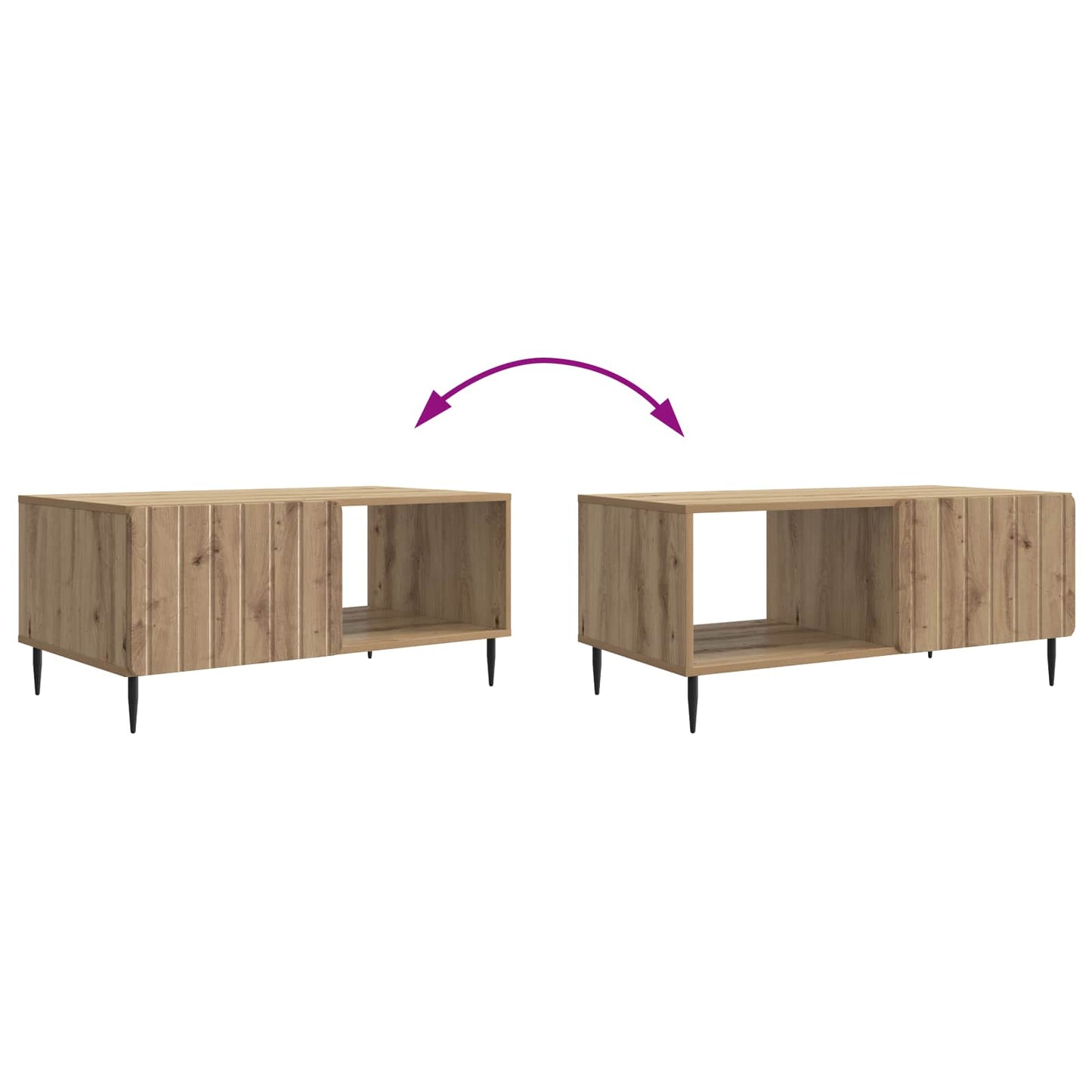 Salontafel Artisanaal eiken 90 x 50 x 40 cm Bewerkt hout is nu te koop bij PeponiXL, paradijselijk wonen!