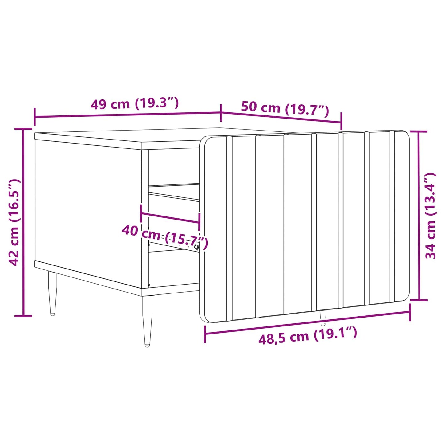 Salontafel met lade Betongrijs 49 x 50 x 42 cm Bewerkt hout is nu te koop bij PeponiXL, paradijselijk wonen!