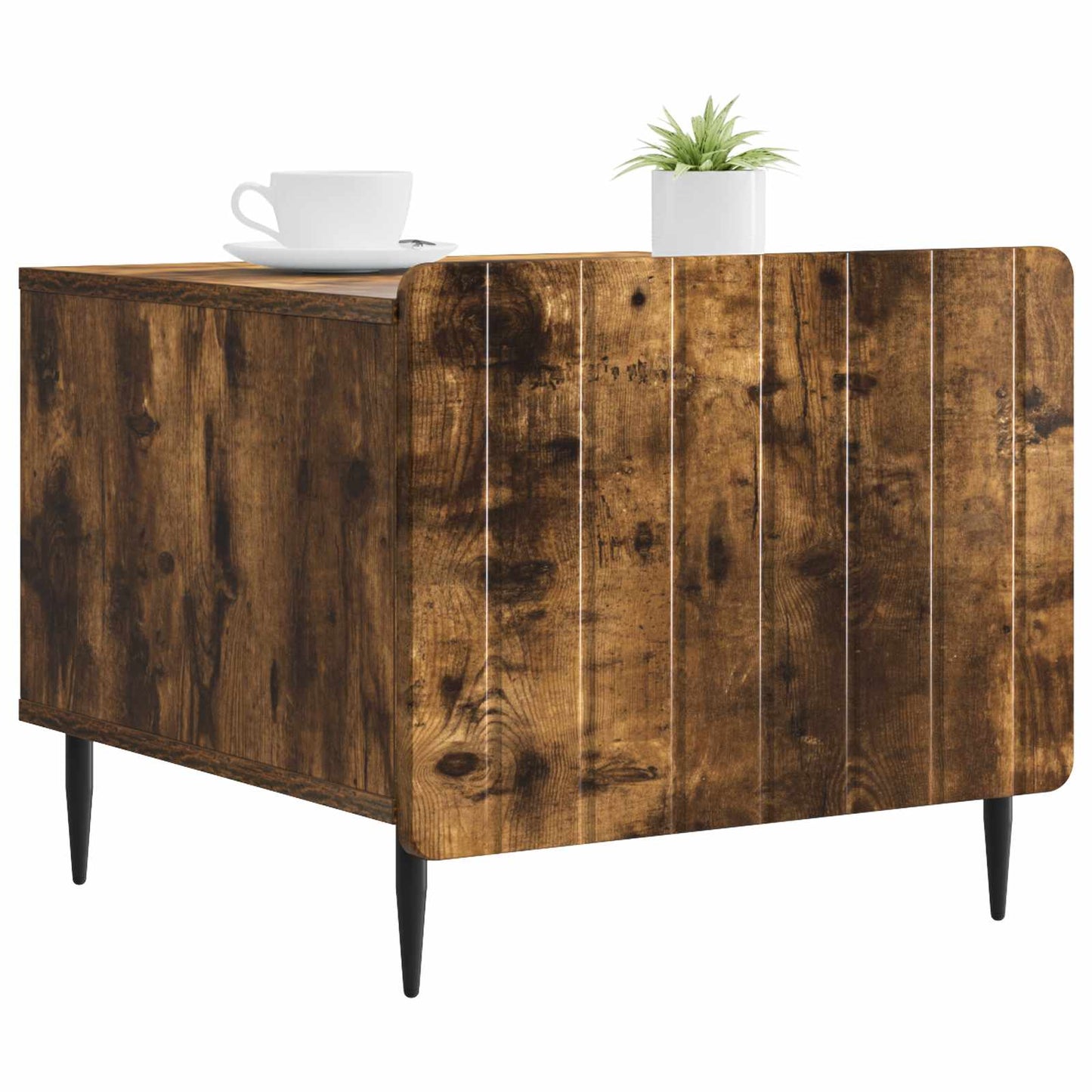 Salontafel met lade Gerookt eiken 49 x 50 x 42 cm Bewerkt hout is nu te koop bij PeponiXL, paradijselijk wonen!