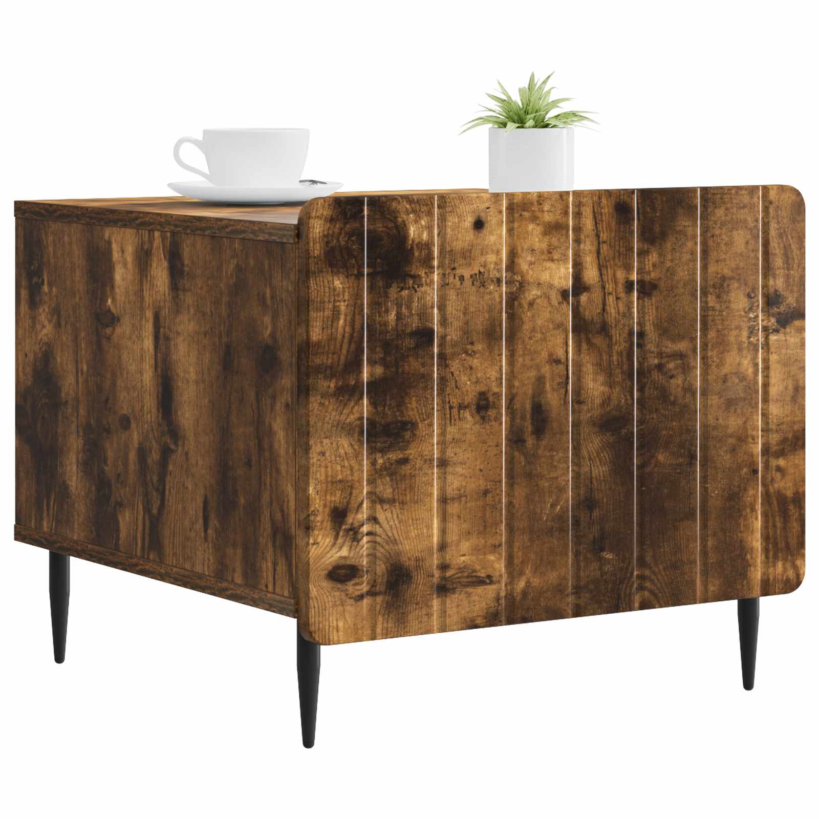 Salontafel met lade Gerookt eiken 49 x 50 x 42 cm Bewerkt hout is nu te koop bij PeponiXL, paradijselijk wonen!
