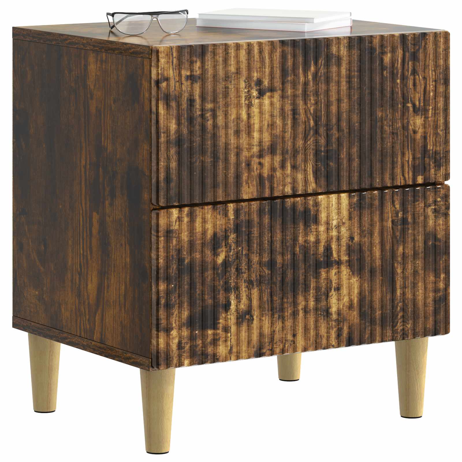 Nachtkastje Gerookt eiken 43 x 34,5 x 48 cm Bewerkt hout is nu te koop bij PeponiXL, paradijselijk wonen!