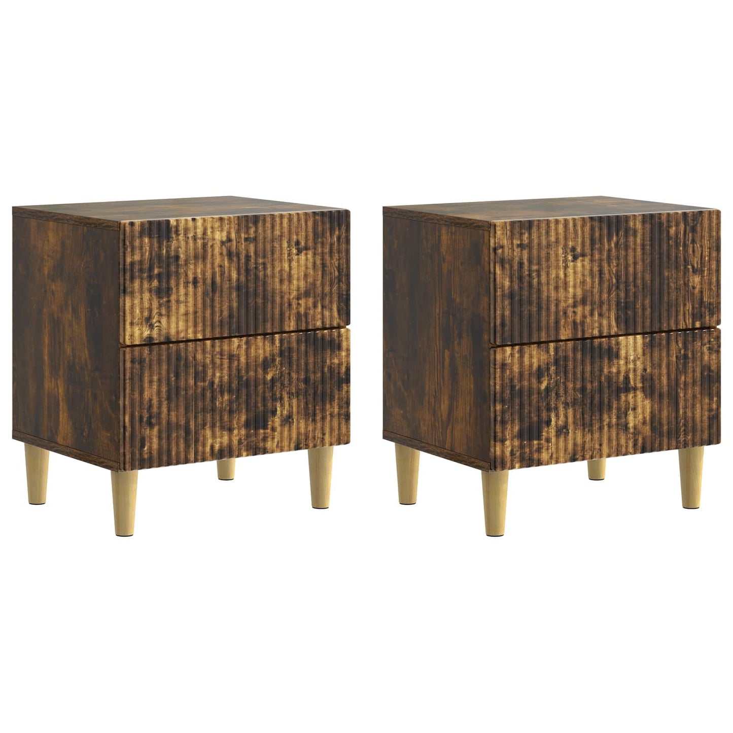 Nachtkastje 2 pcs Gerookt eiken 43 x 34,5 x 48 cm Bewerkt hout is nu te koop bij PeponiXL, paradijselijk wonen!